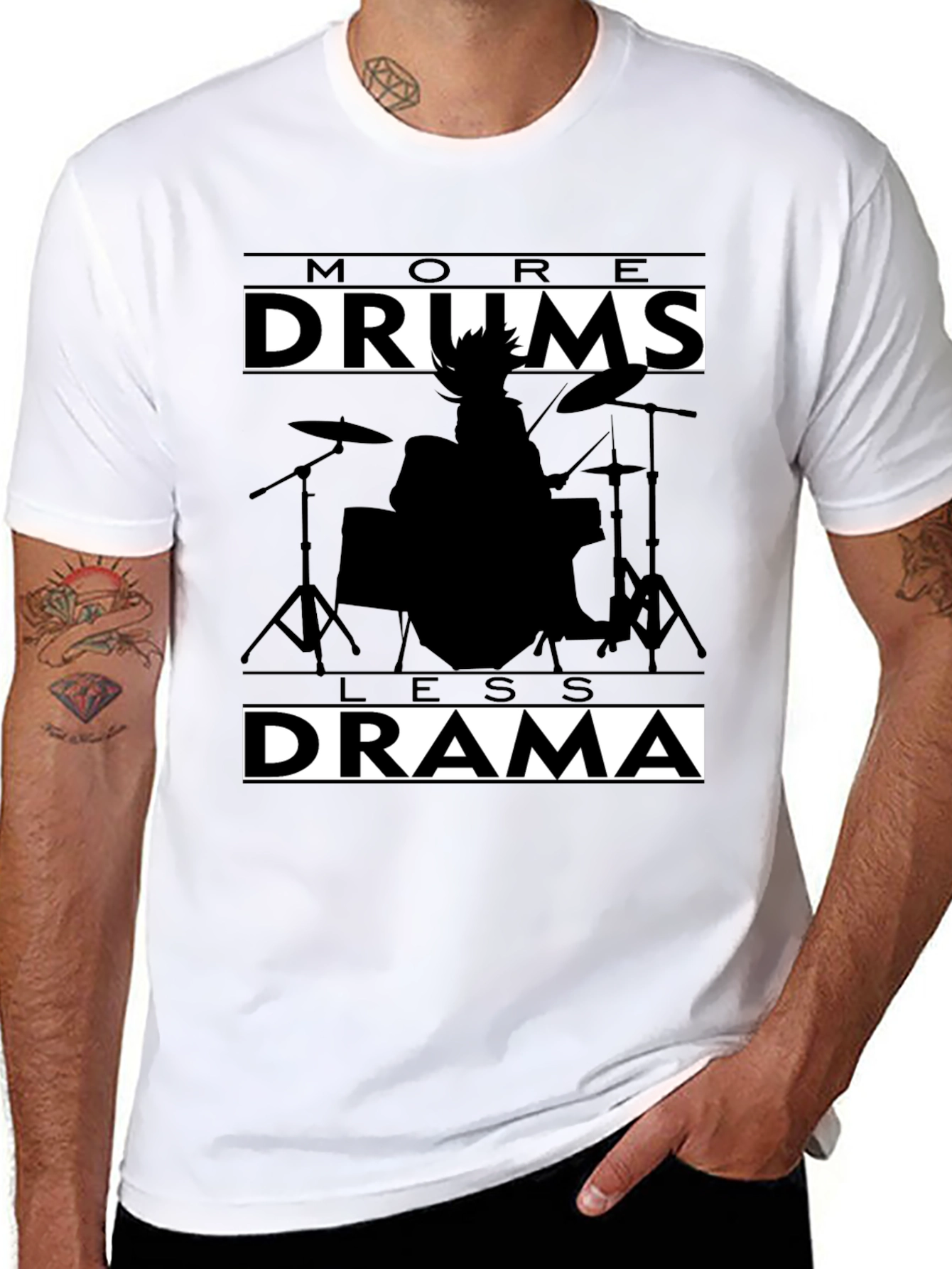 More Drums Less Drama Black Graphic Tee