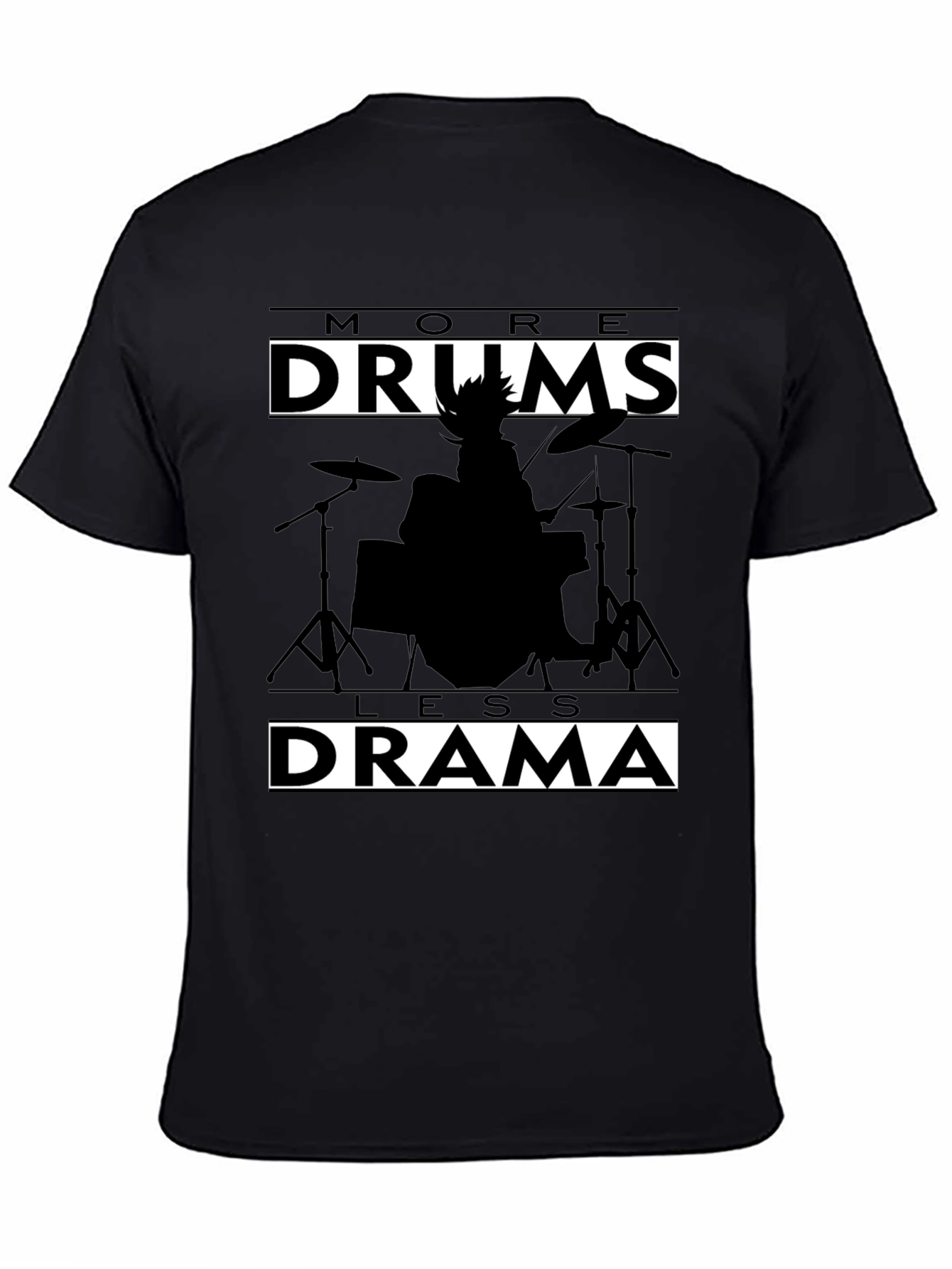 More Drums Less Drama Black Graphic Tee