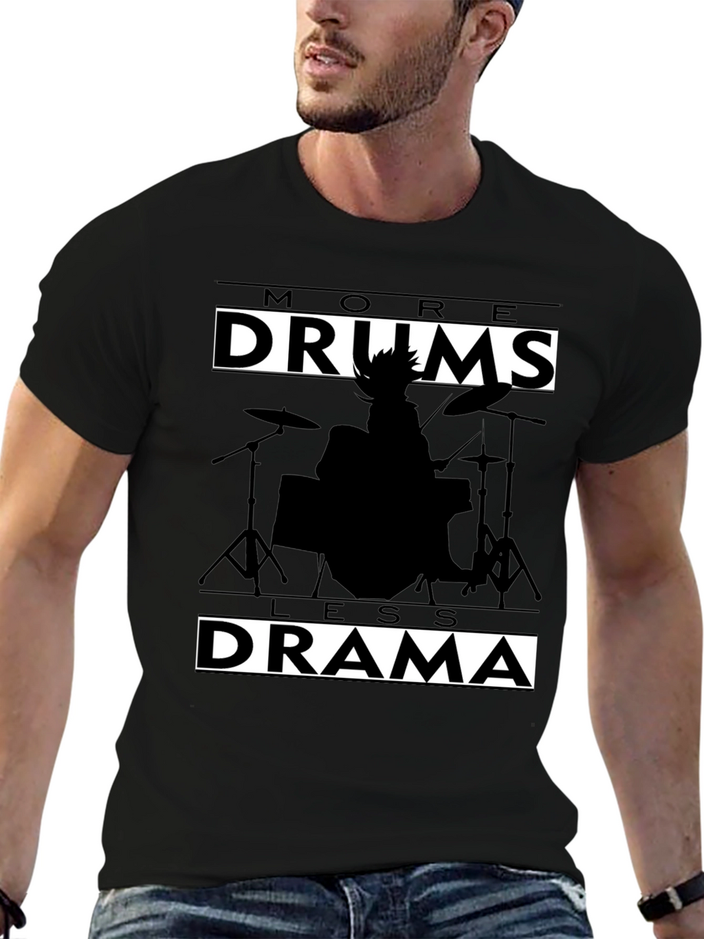 More Drums Less Drama Black Graphic Tee