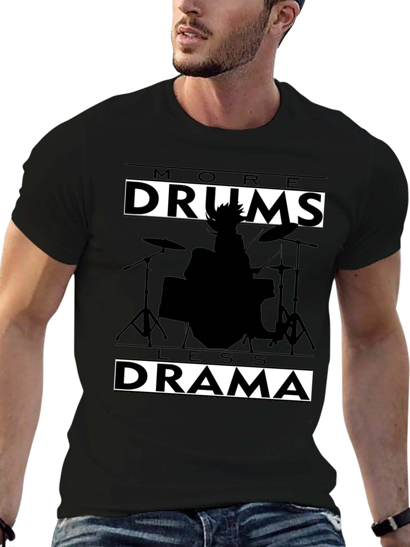 More Drums Less Drama Black Graphic Tee
