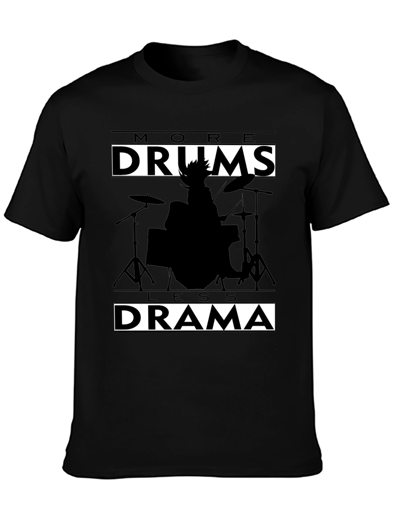 More Drums Less Drama Black Graphic Tee