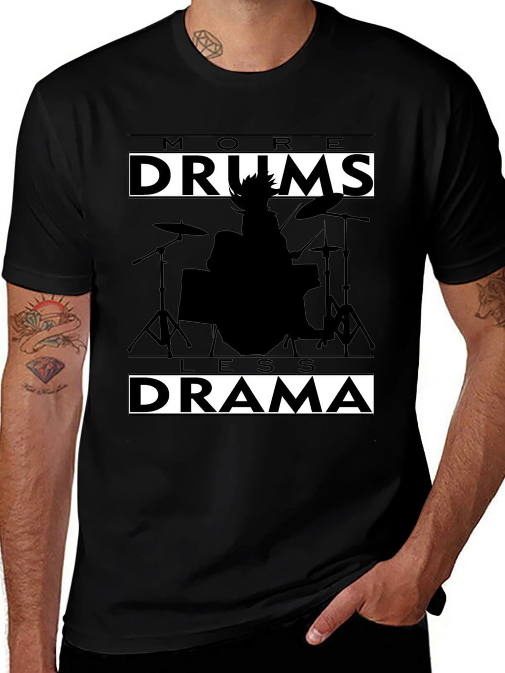 More Drums Less Drama Black Graphic Tee
