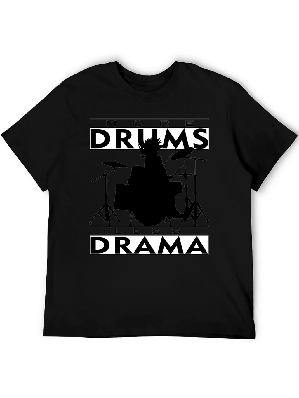 More Drums Less Drama Black Graphic Tee