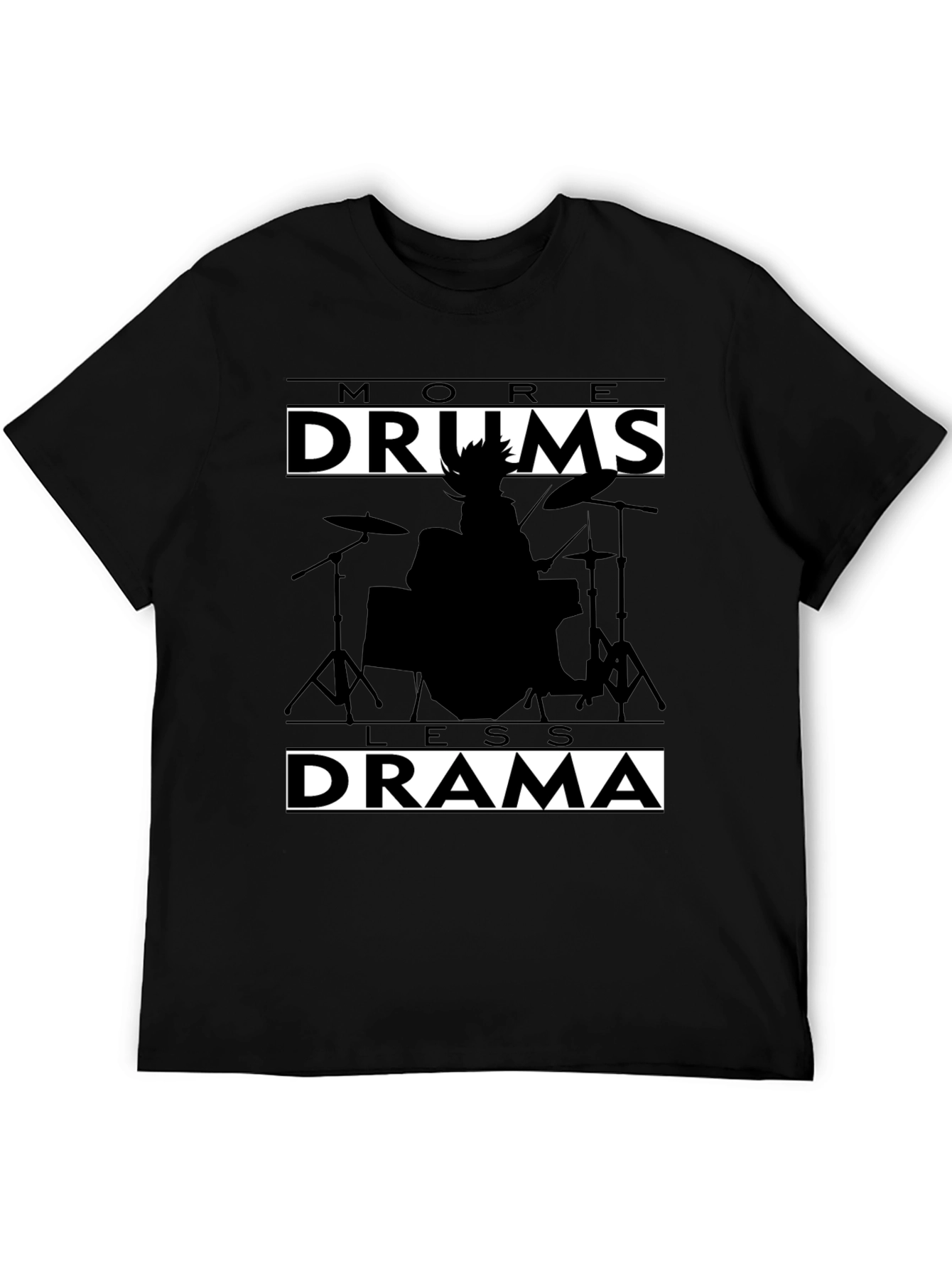 More Drums Less Drama Black Graphic Tee