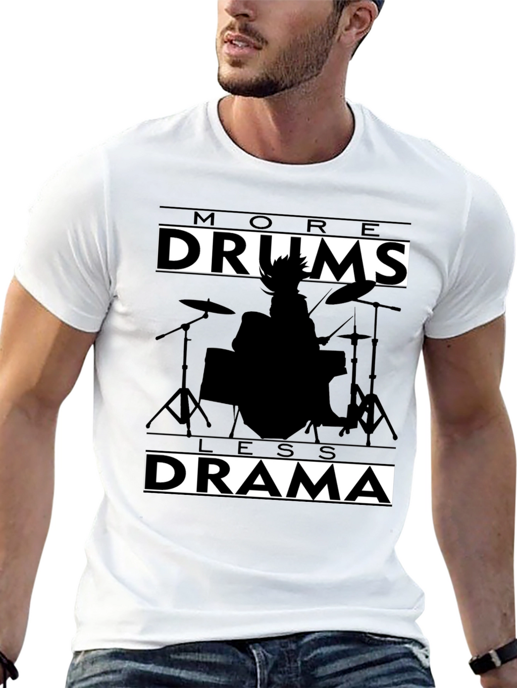 More Drums Less Drama Black Graphic Tee