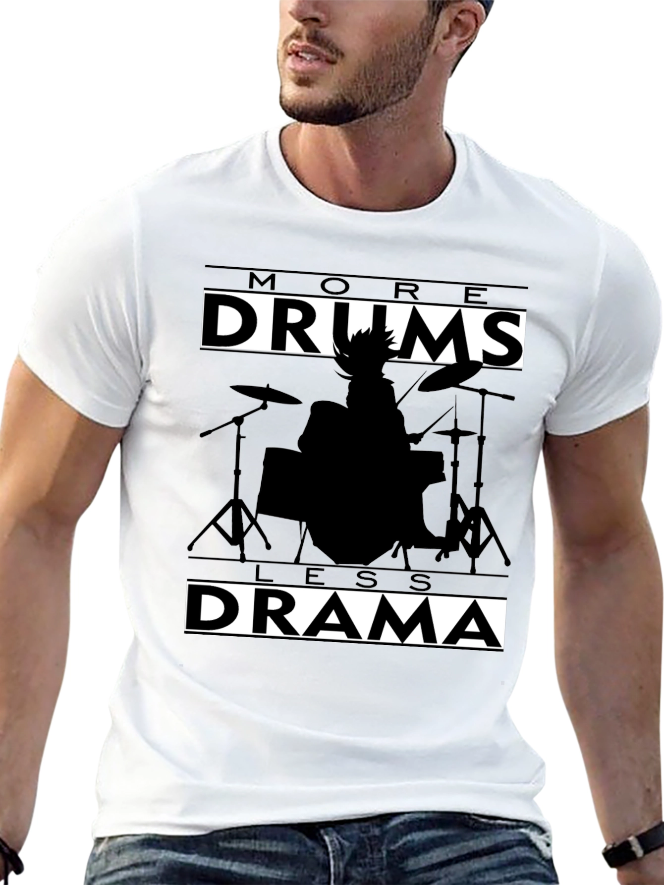 More Drums Less Drama Black Graphic Tee
