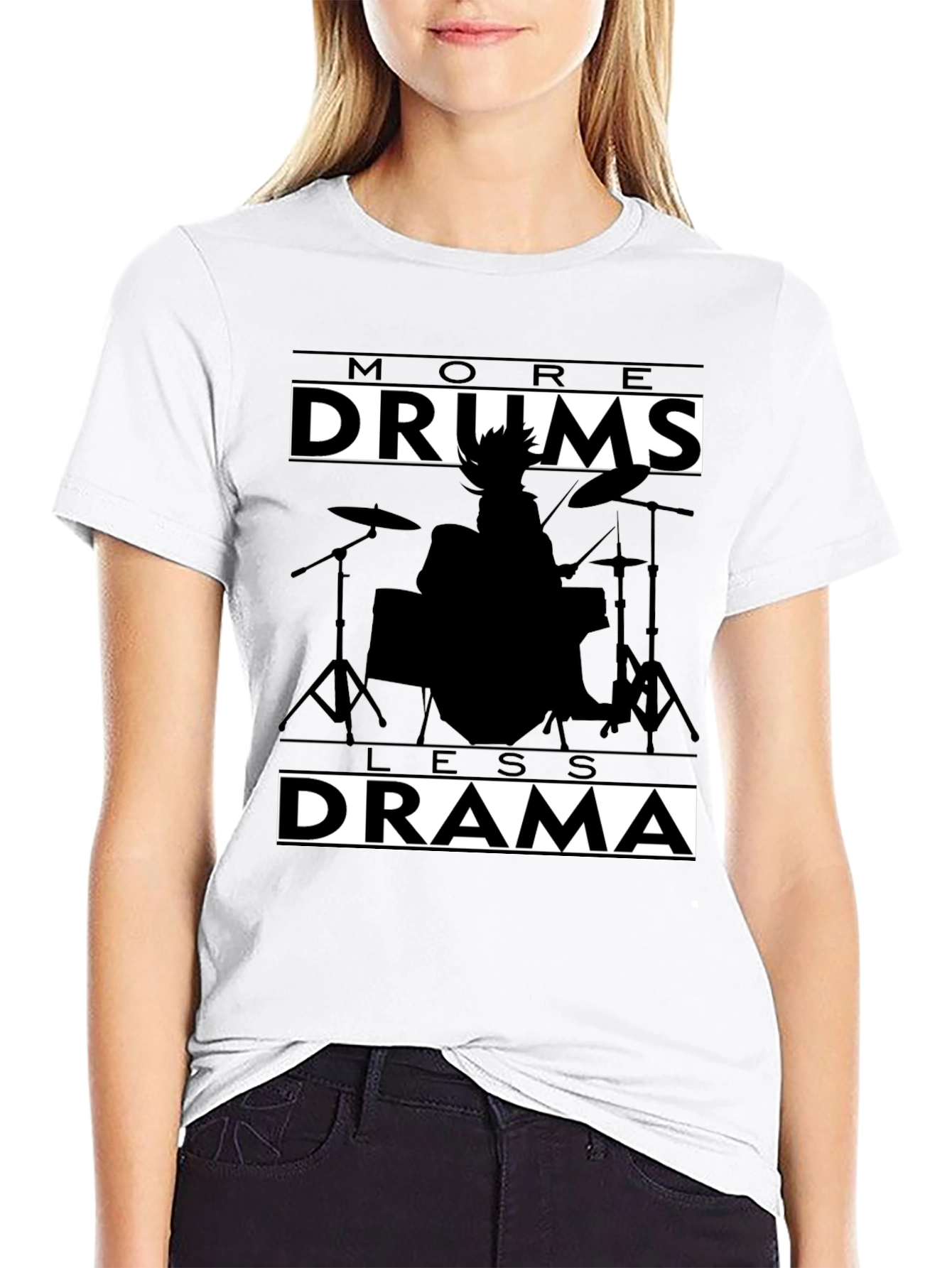 More Drums Less Drama Black Graphic Tee