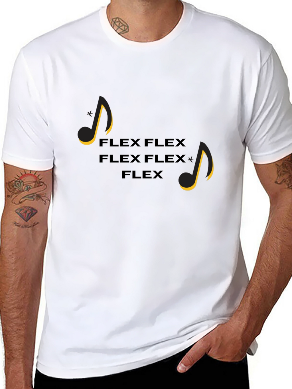 Flex Music Notes Graphic Tee - Black