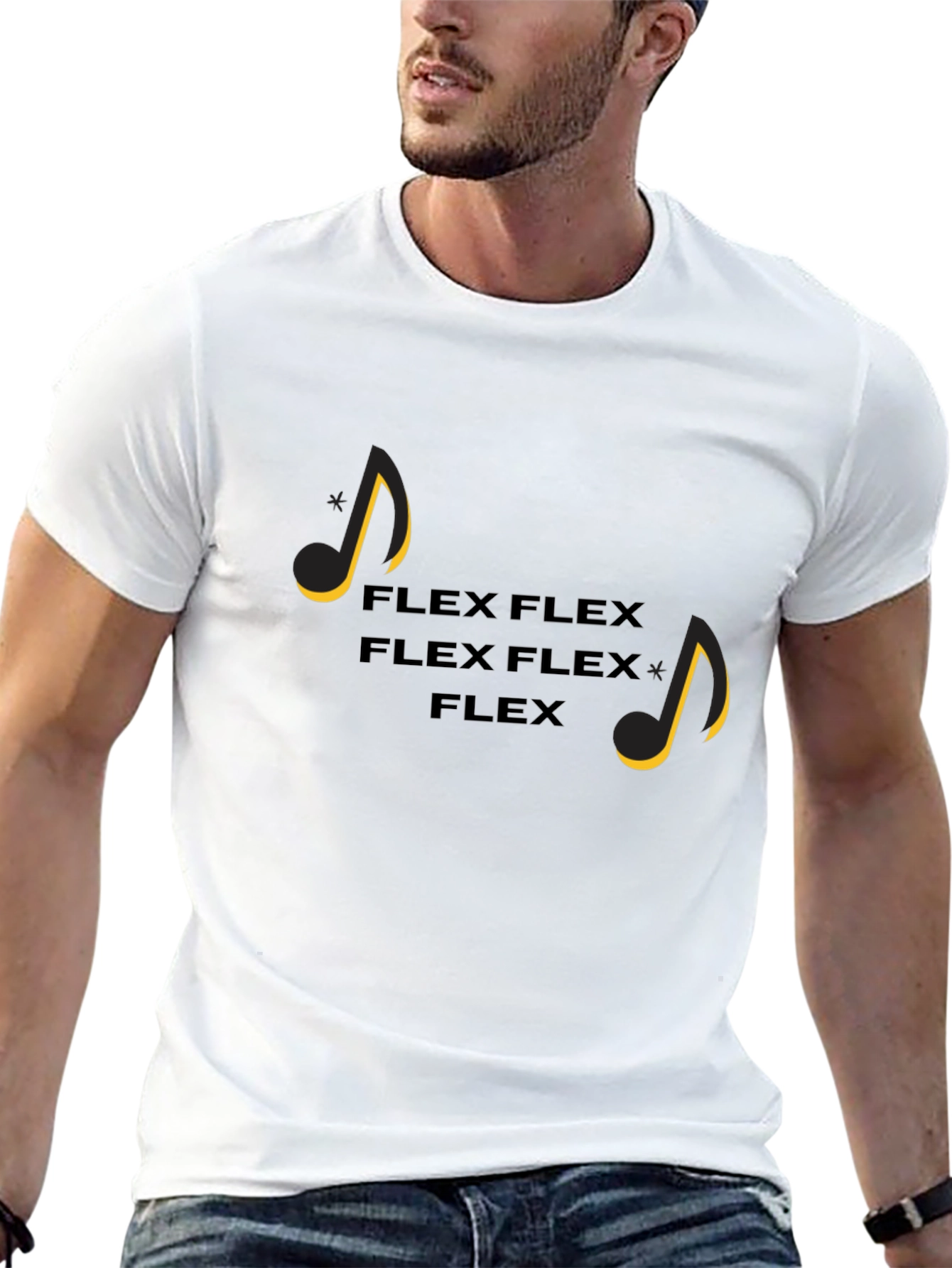 Flex Music Notes Graphic Tee - Black
