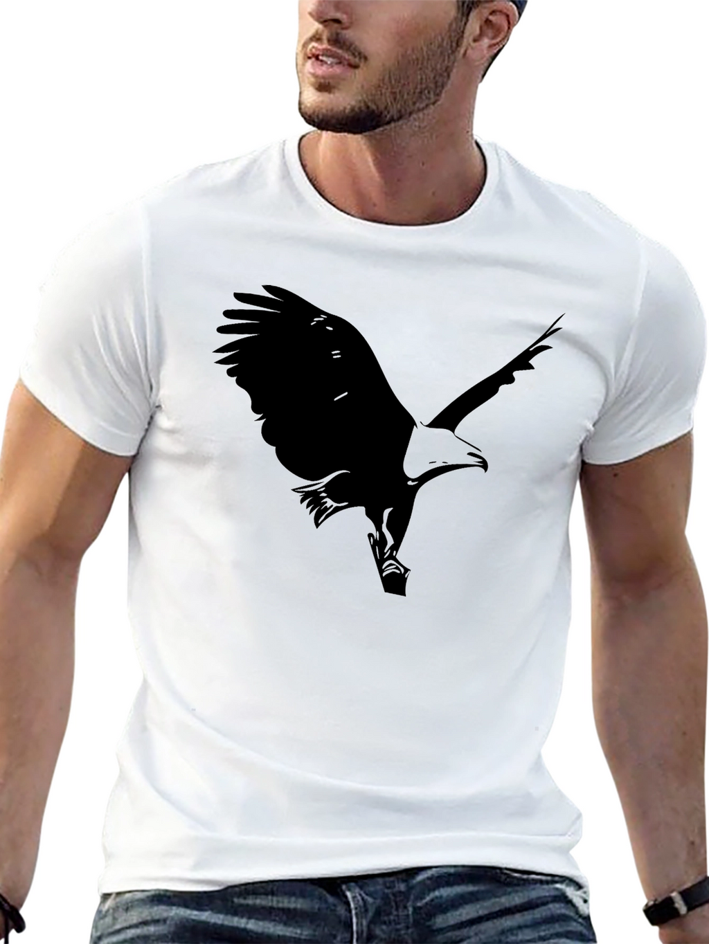 Black Eagle Graphic Print Mens T-Shirt