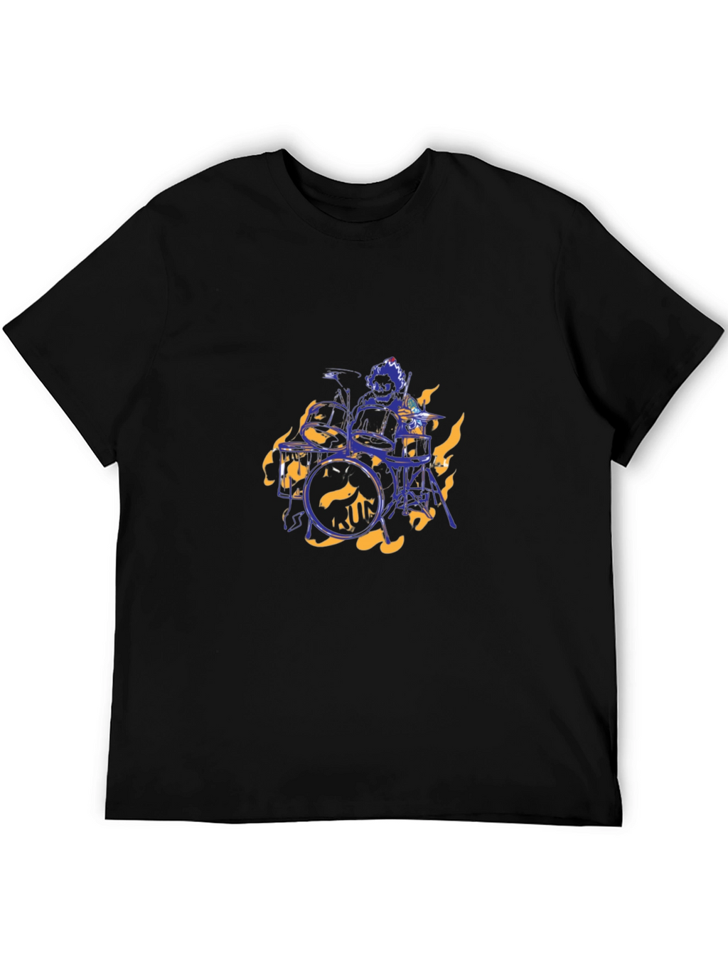 Flaming Drummer Black T-Shirt