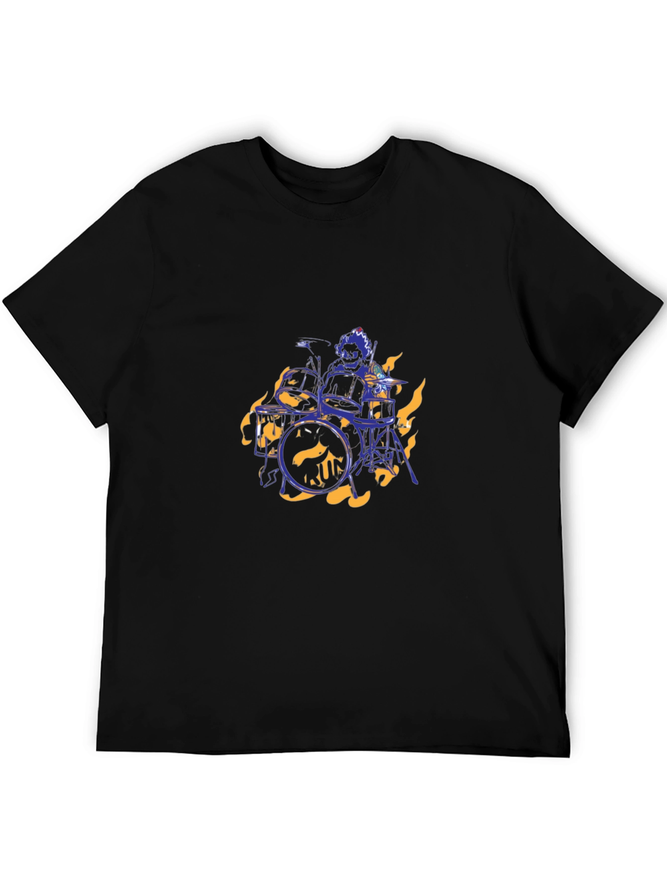 Flaming Drummer Black T-Shirt