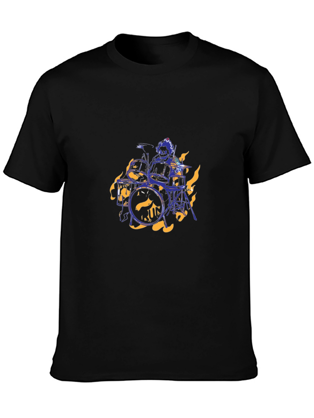 Flaming Drummer Black T-Shirt