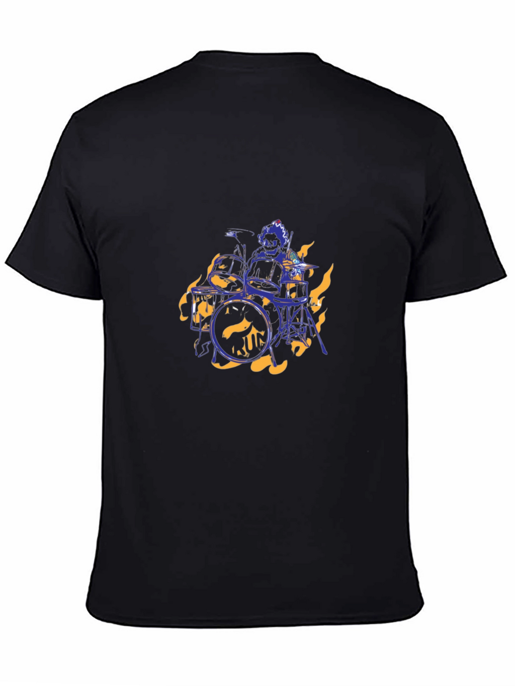 Flaming Drummer Black T-Shirt