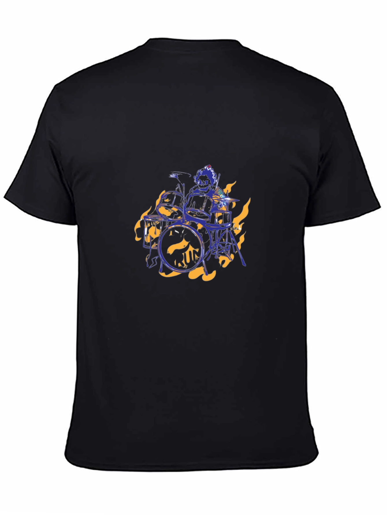 Flaming Drummer Black T-Shirt