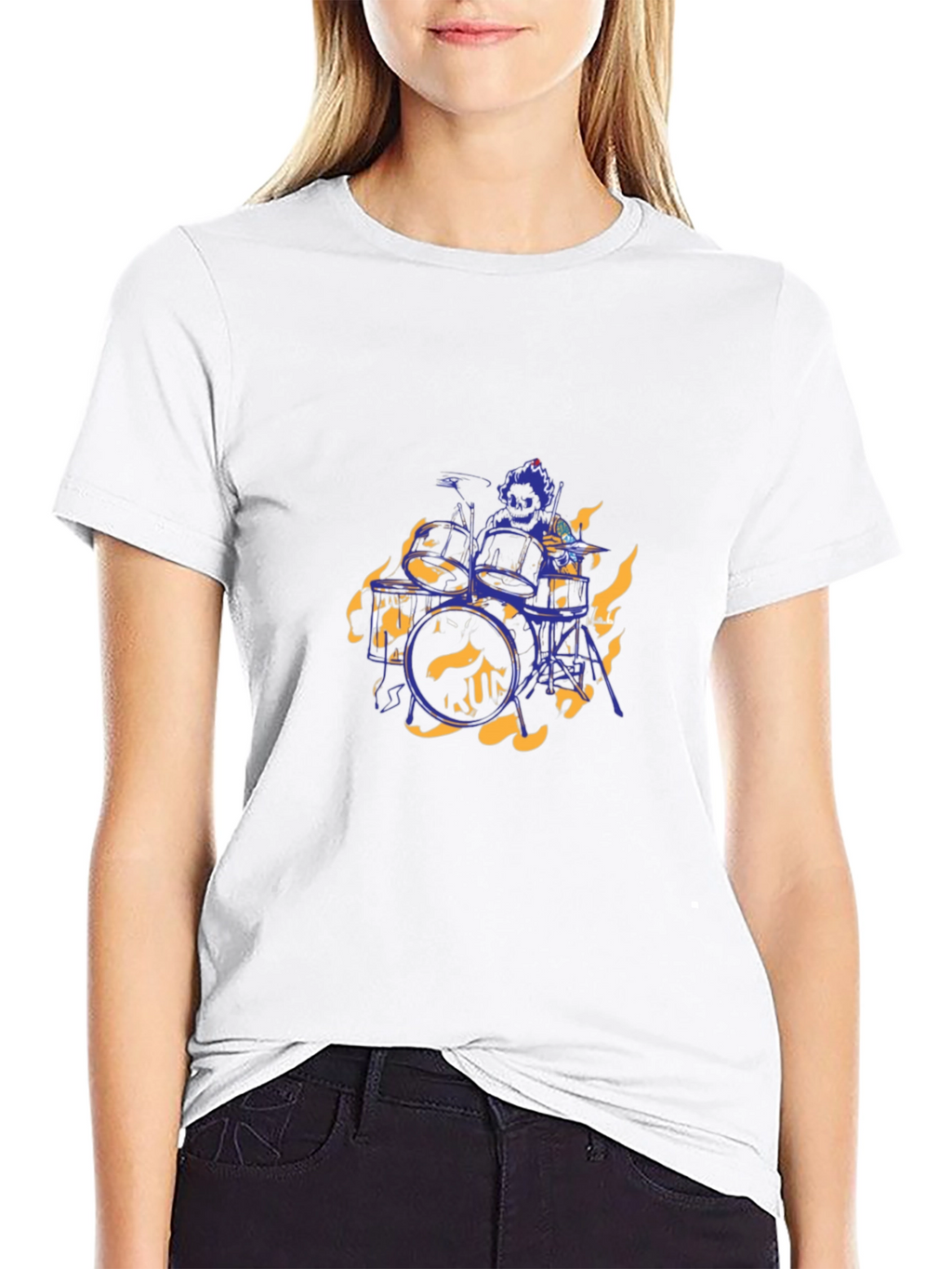 Flaming Drummer Black T-Shirt