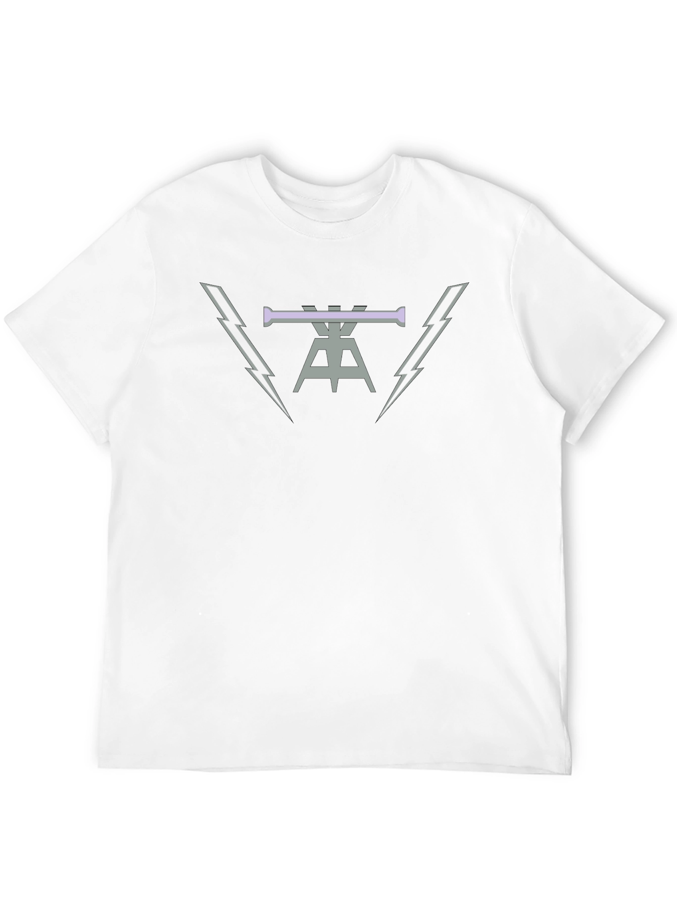 Mens Black Graphic Tee with Lightning Bolt Design