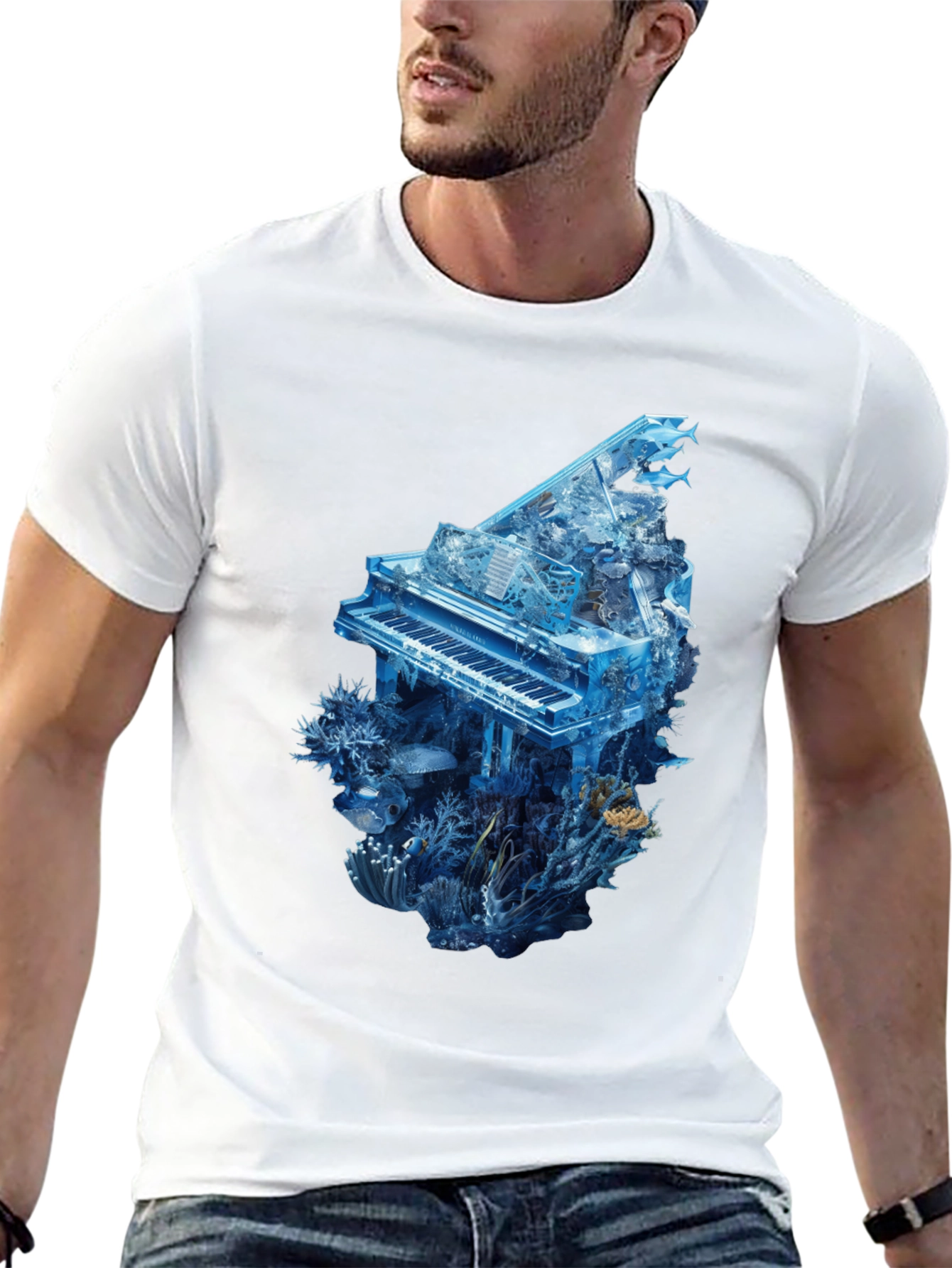 Piano Ocean Graphic T-Shirt