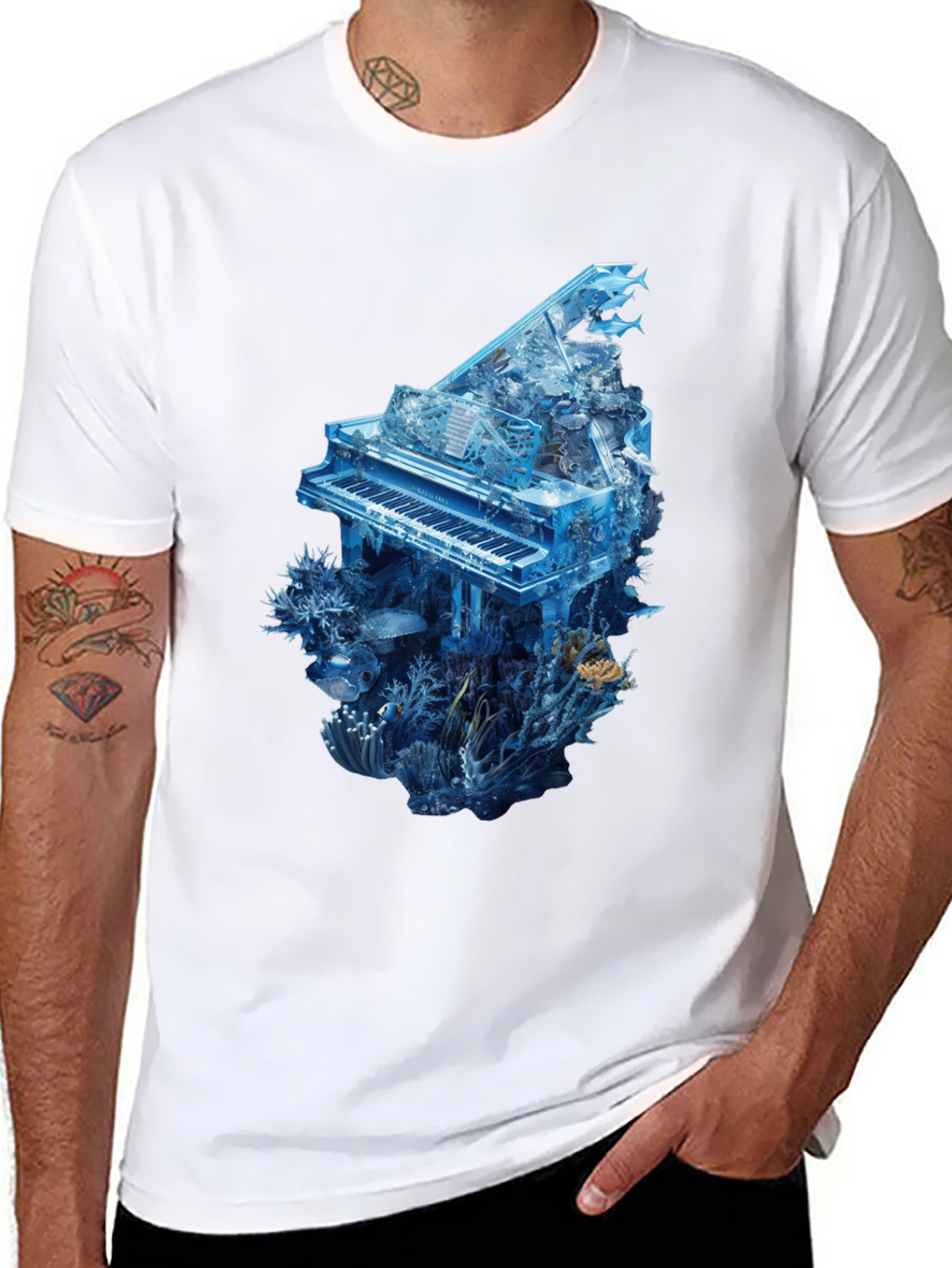 Piano Ocean Graphic T-Shirt
