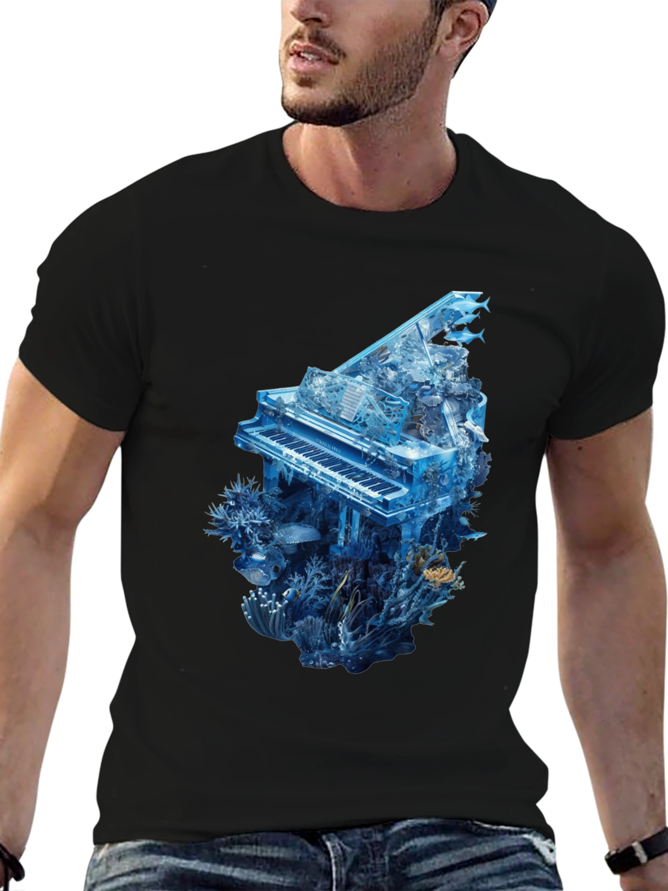 Piano Ocean Graphic T-Shirt