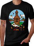 Autumn Schoolhouse T-Shirt - Unique Fall Design