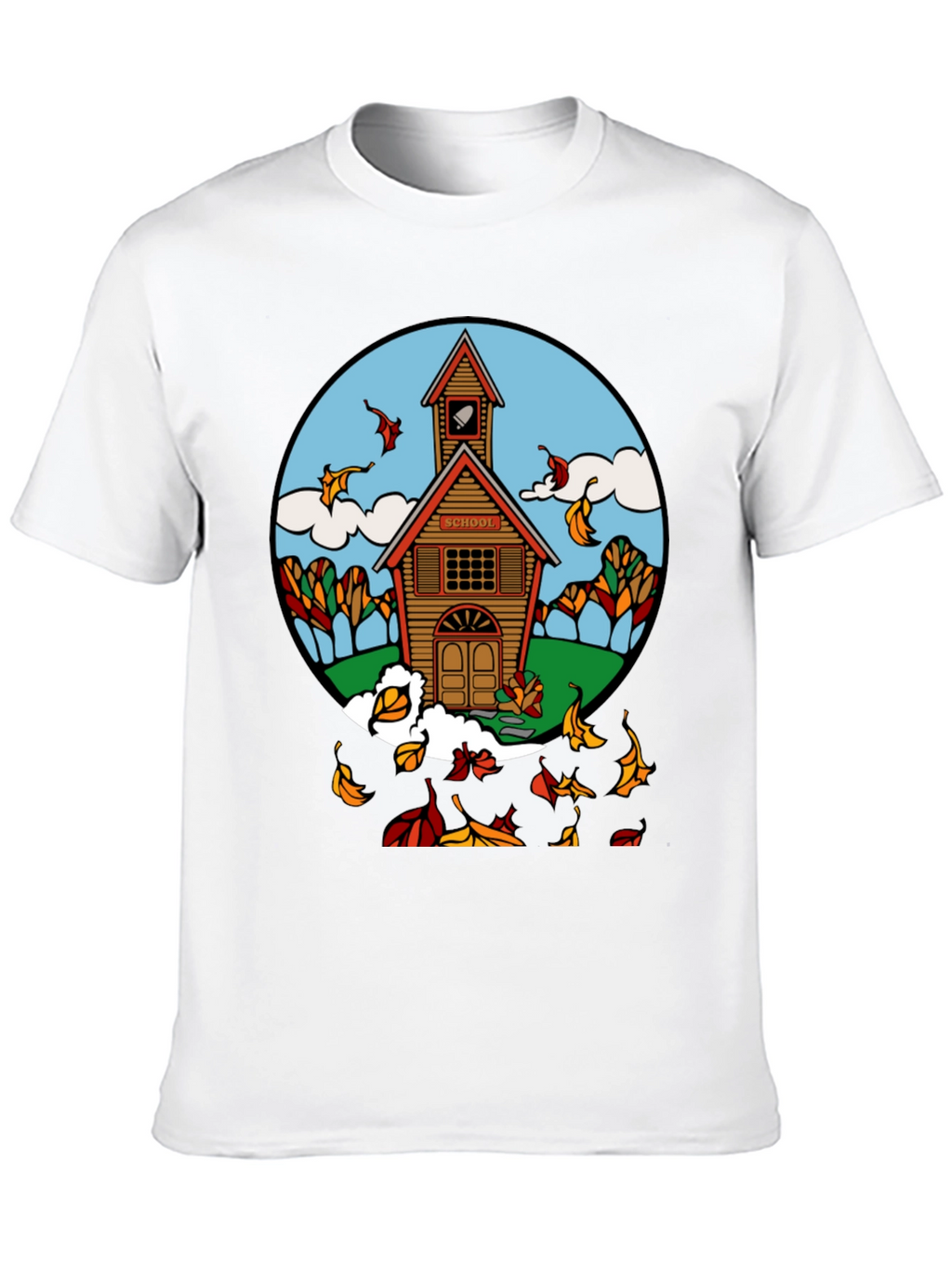 Autumn Schoolhouse T-Shirt - Unique Fall Design