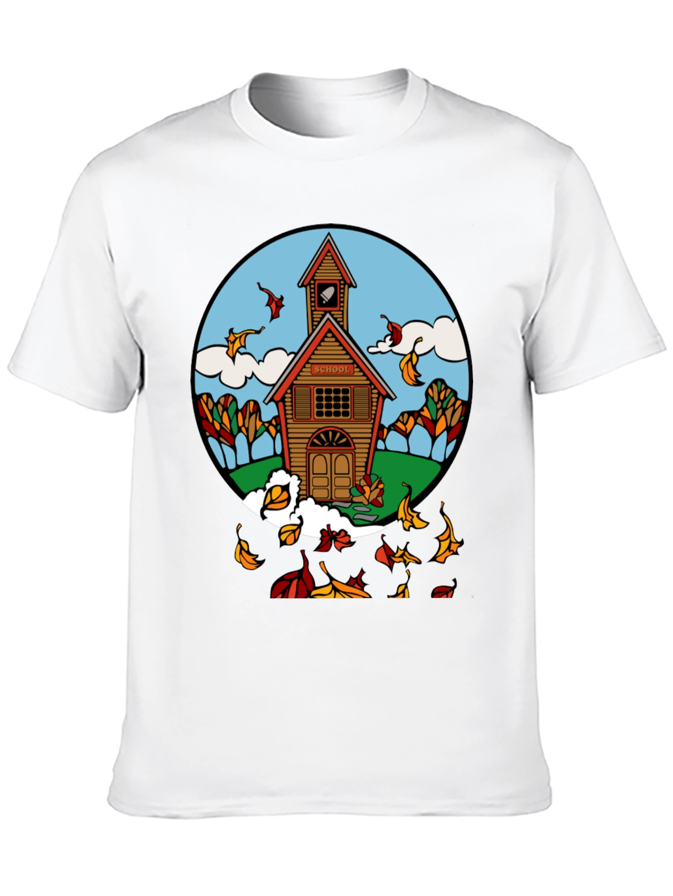 Autumn Schoolhouse T-Shirt - Unique Fall Design