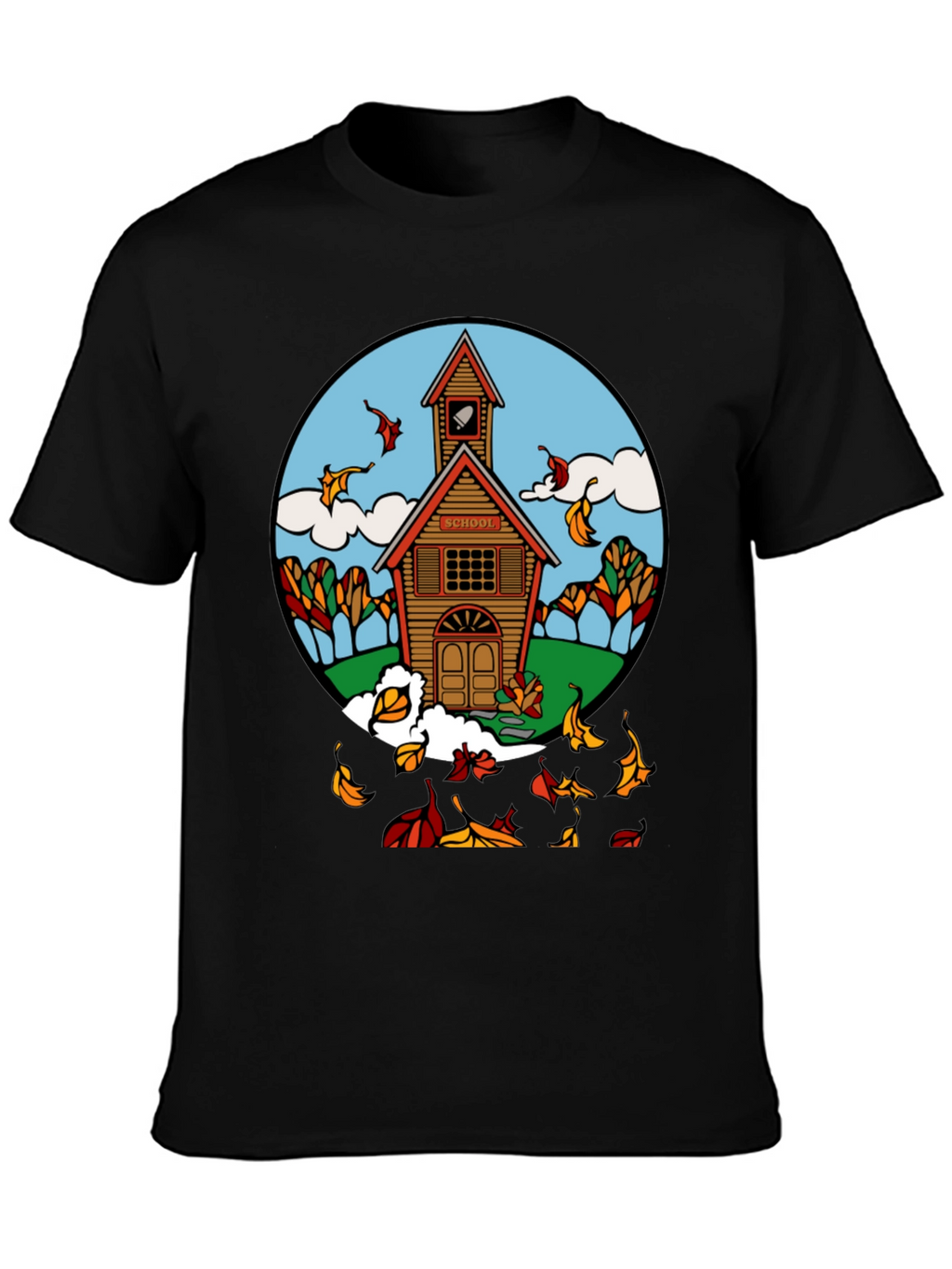 Autumn Schoolhouse T-Shirt - Unique Fall Design