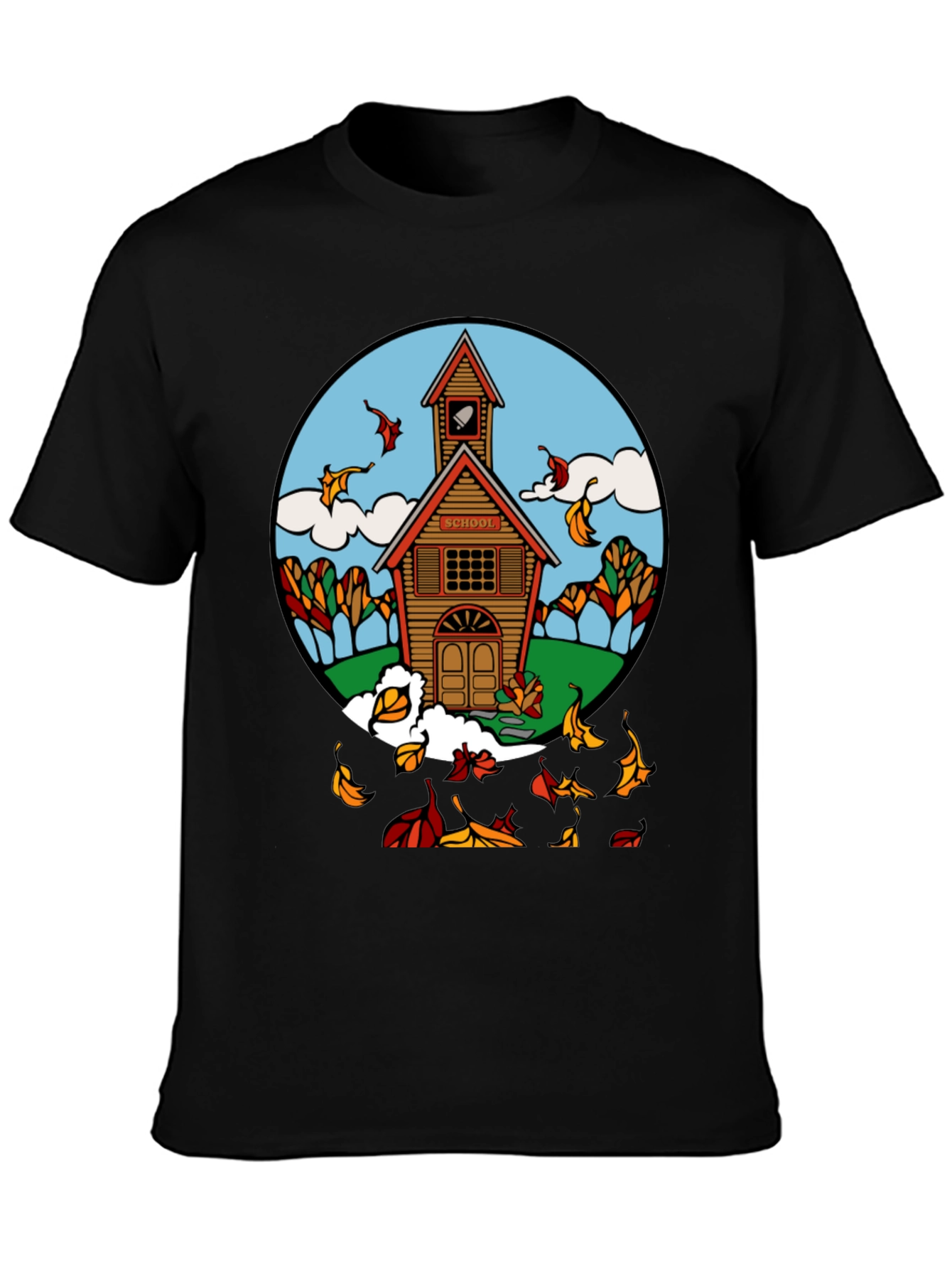 Autumn Schoolhouse T-Shirt - Unique Fall Design