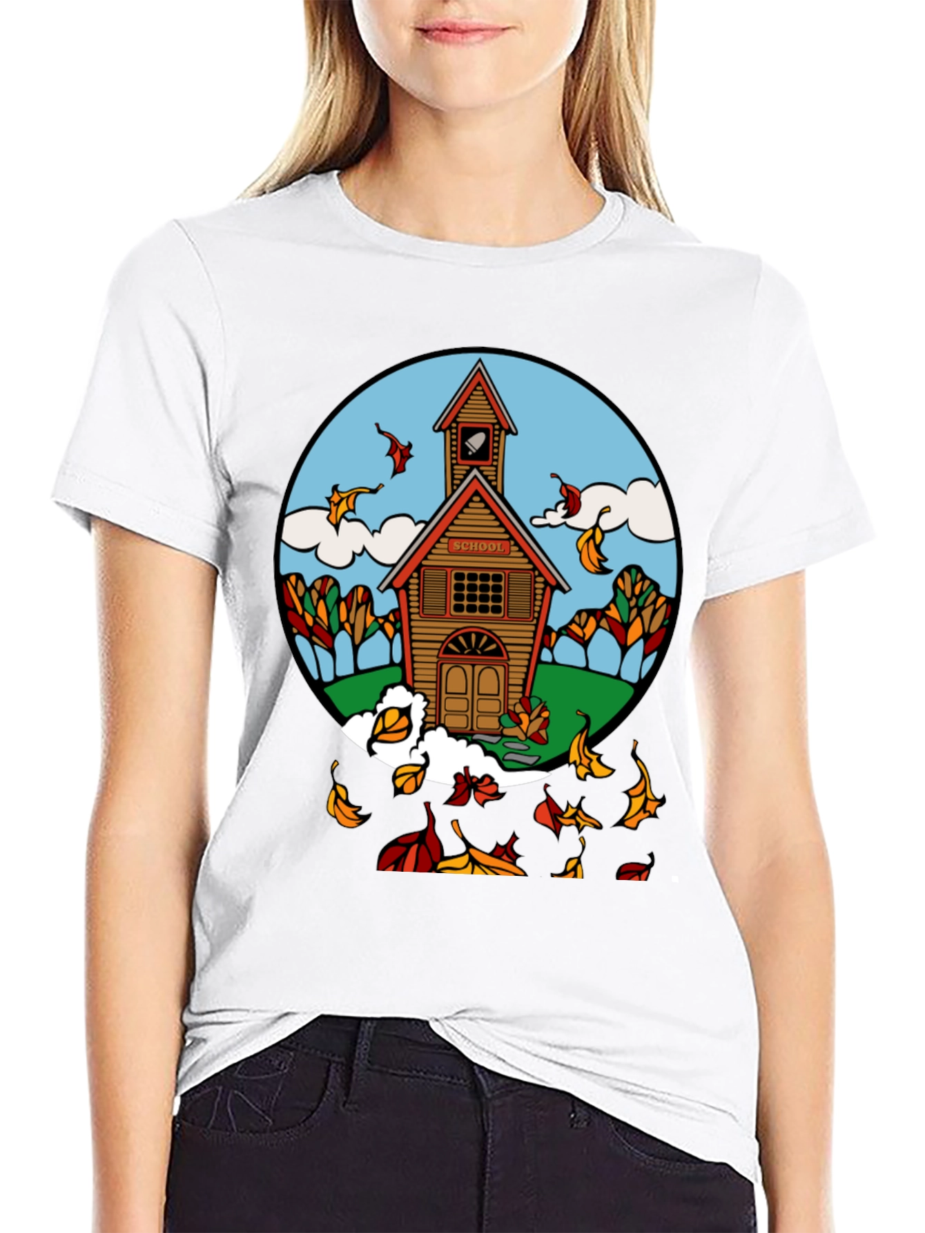 Autumn Schoolhouse T-Shirt - Unique Fall Design