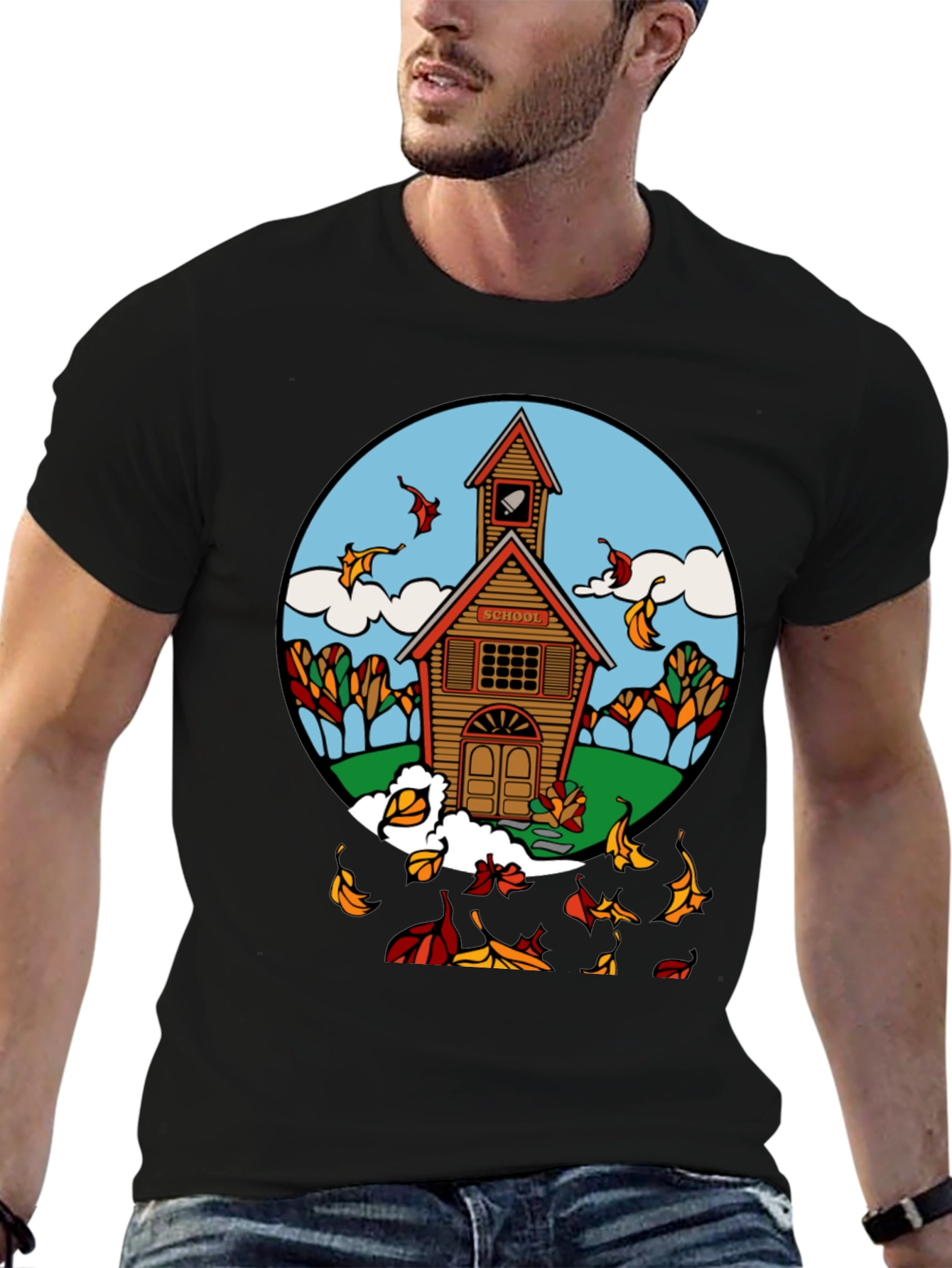 Autumn Schoolhouse T-Shirt - Unique Fall Design