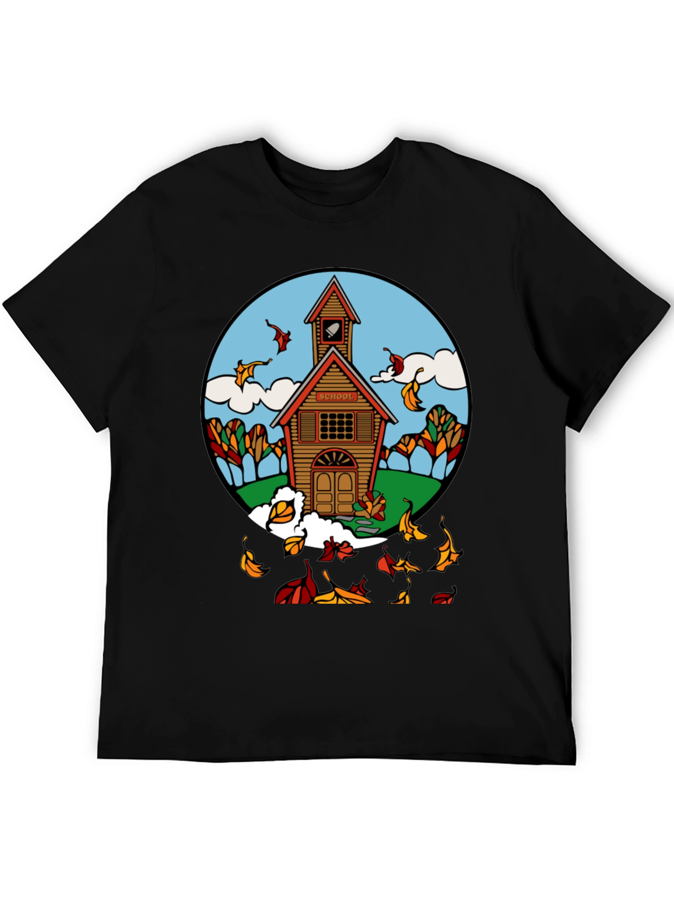 Autumn Schoolhouse T-Shirt - Unique Fall Design