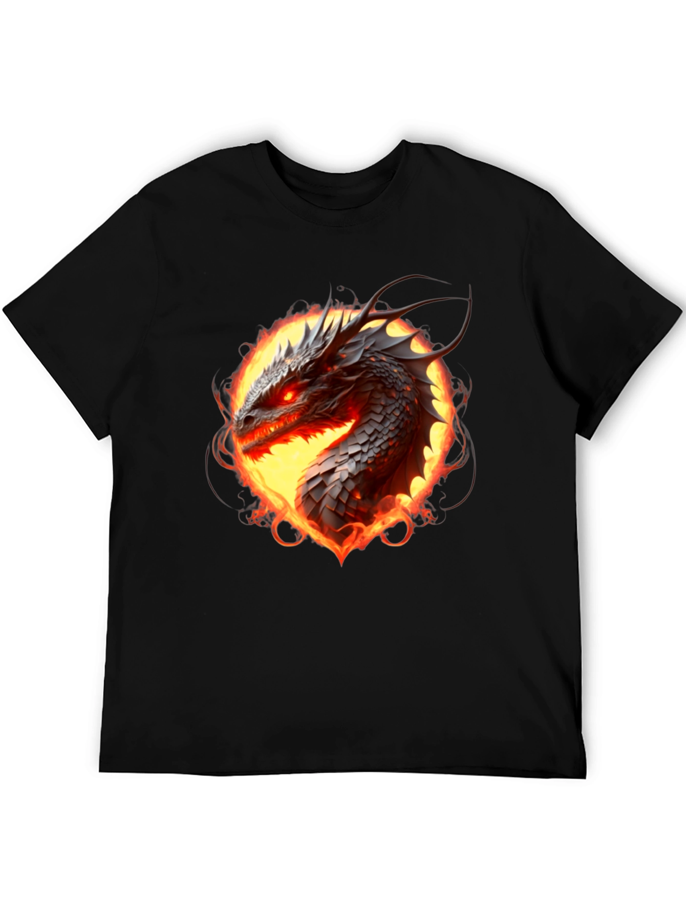 Fiery Dragon Graphic Tee - Black