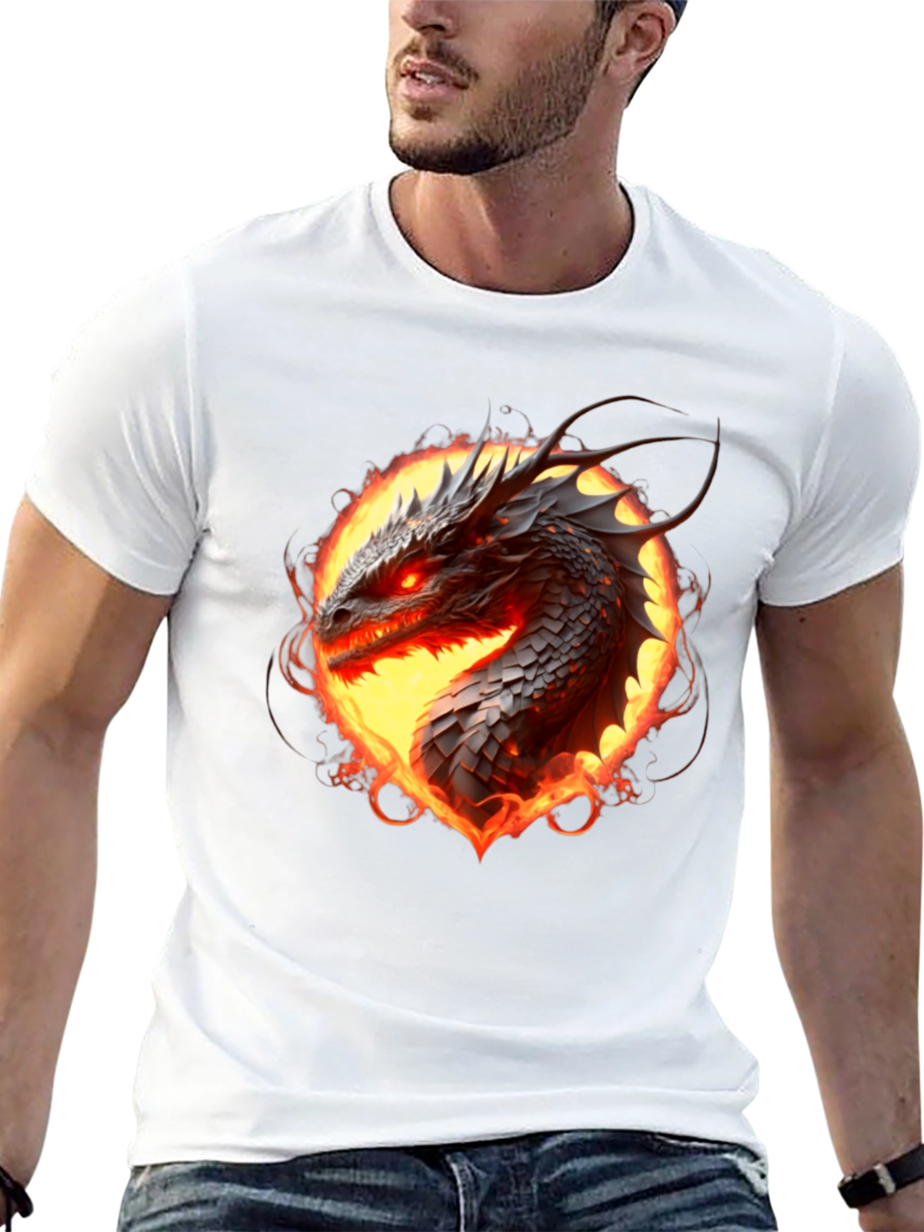 Fiery Dragon Graphic Tee - Black