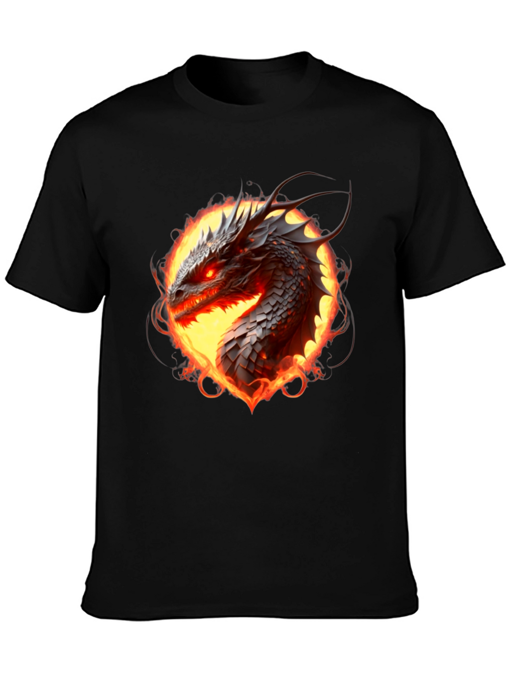 Fiery Dragon Graphic Tee - Black