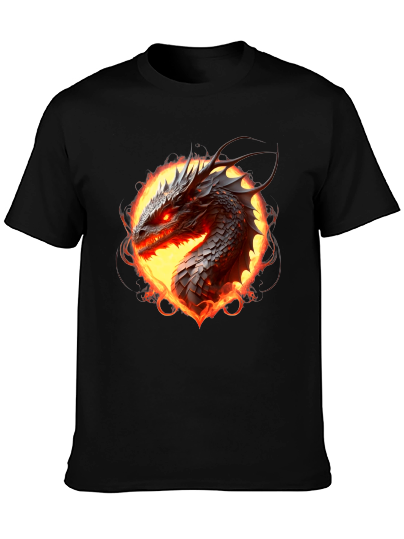 Fiery Dragon Graphic Tee - Black