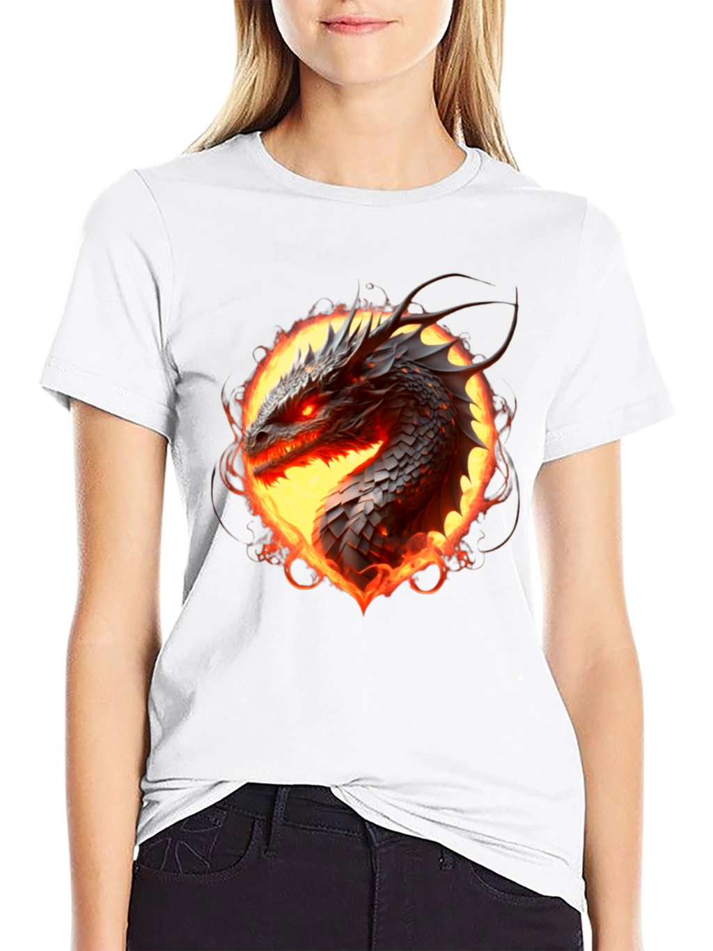 Fiery Dragon Graphic Tee - Black