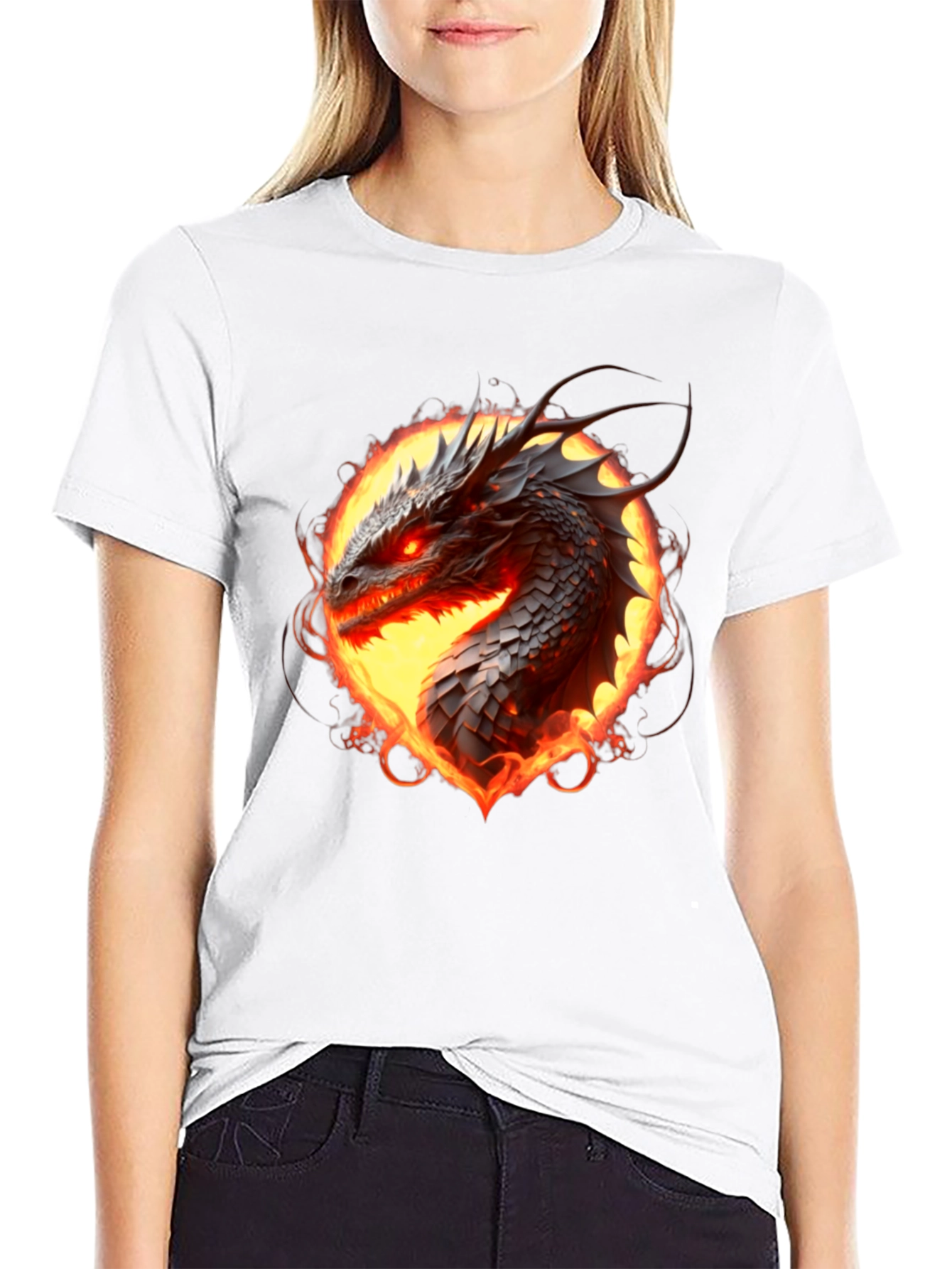 Fiery Dragon Graphic Tee - Black