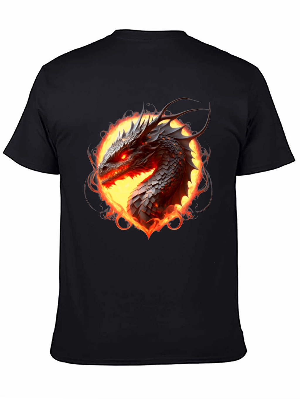 Fiery Dragon Graphic Tee - Black