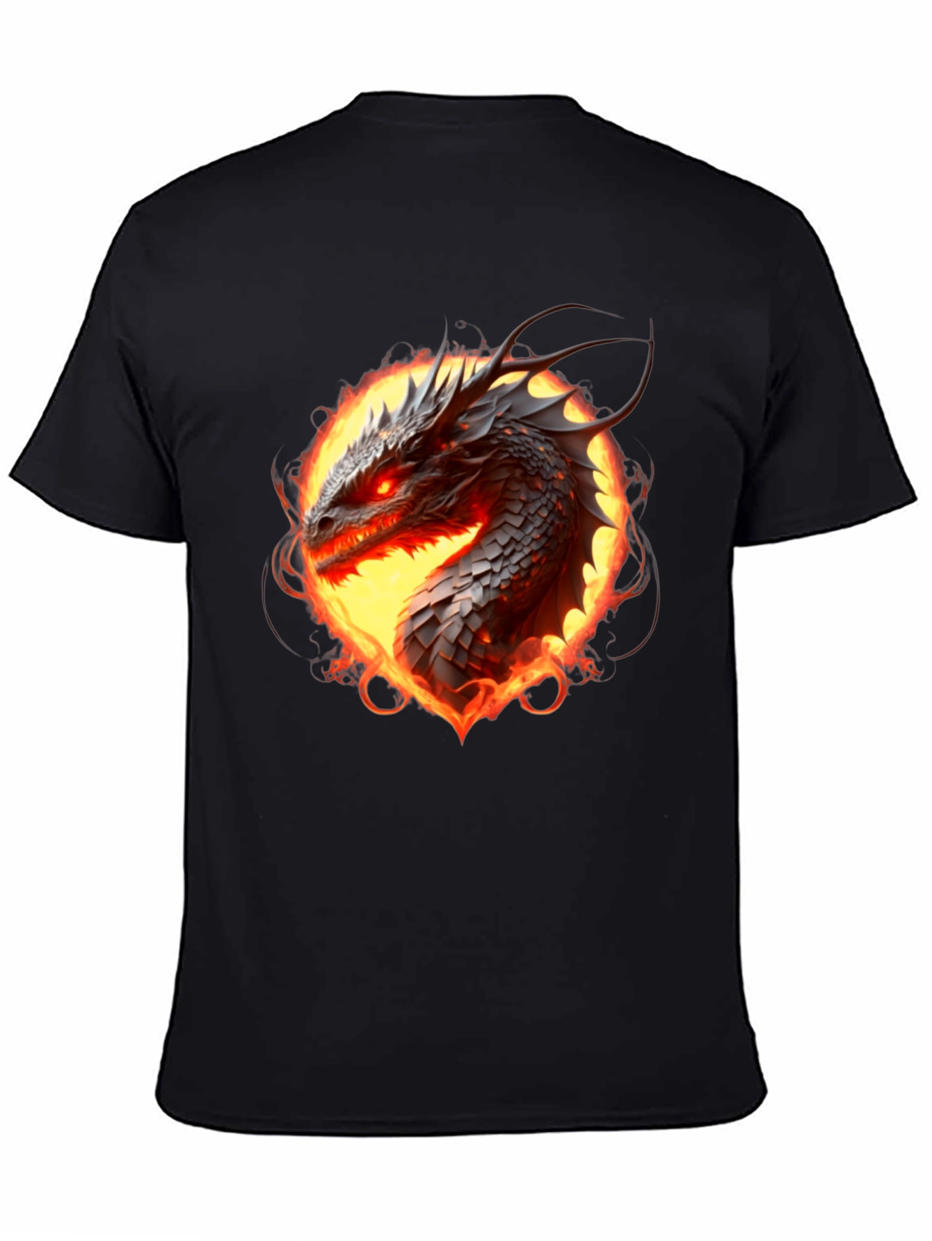 Fiery Dragon Graphic Tee - Black