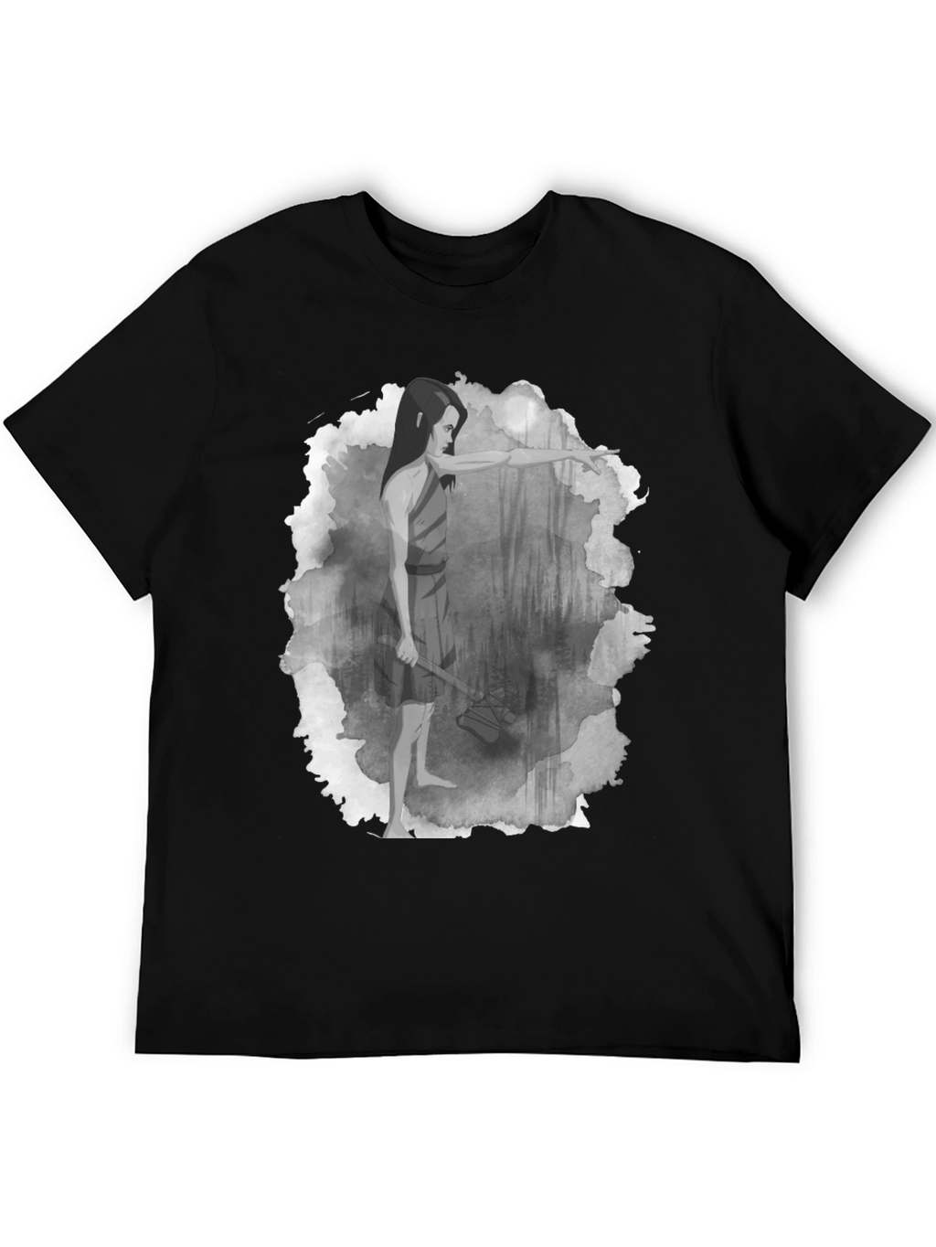 Warrior Woman T-Shirt: Forest Scene Design