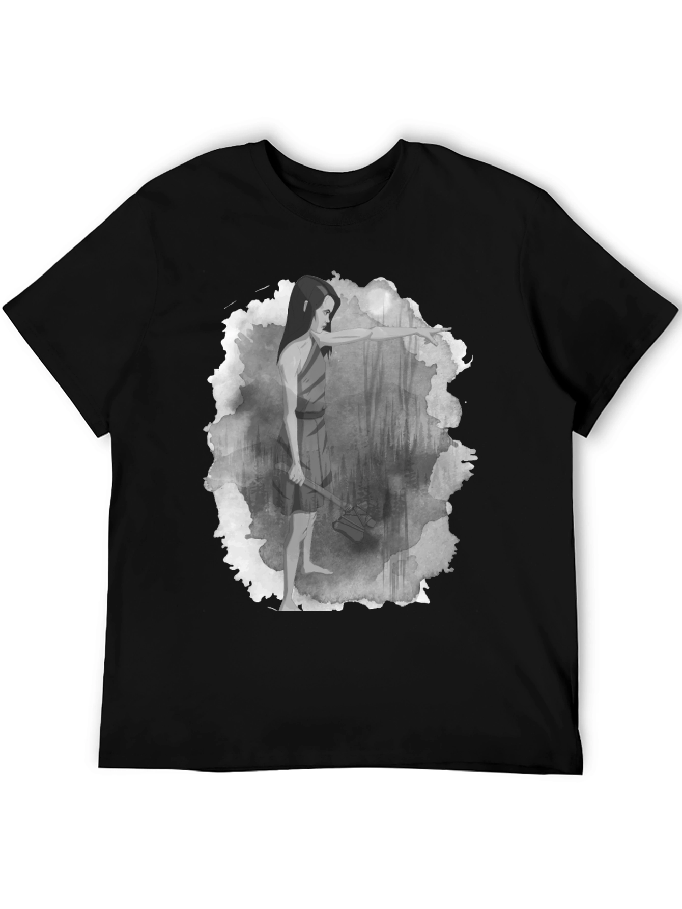 Warrior Woman T-Shirt: Forest Scene Design