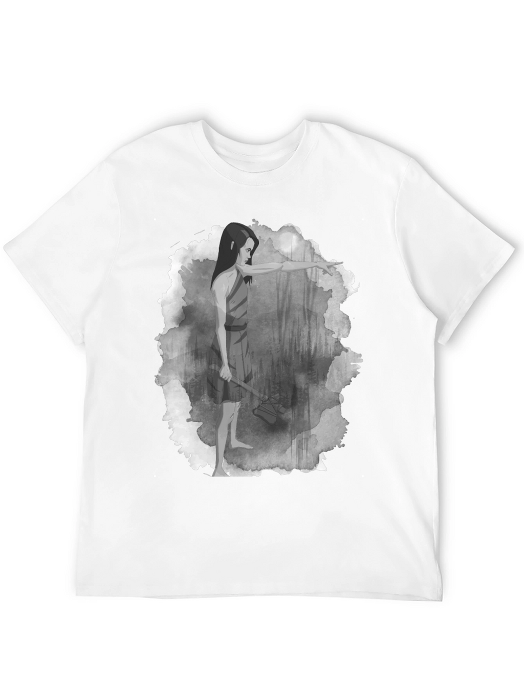 Warrior Woman T-Shirt: Forest Scene Design