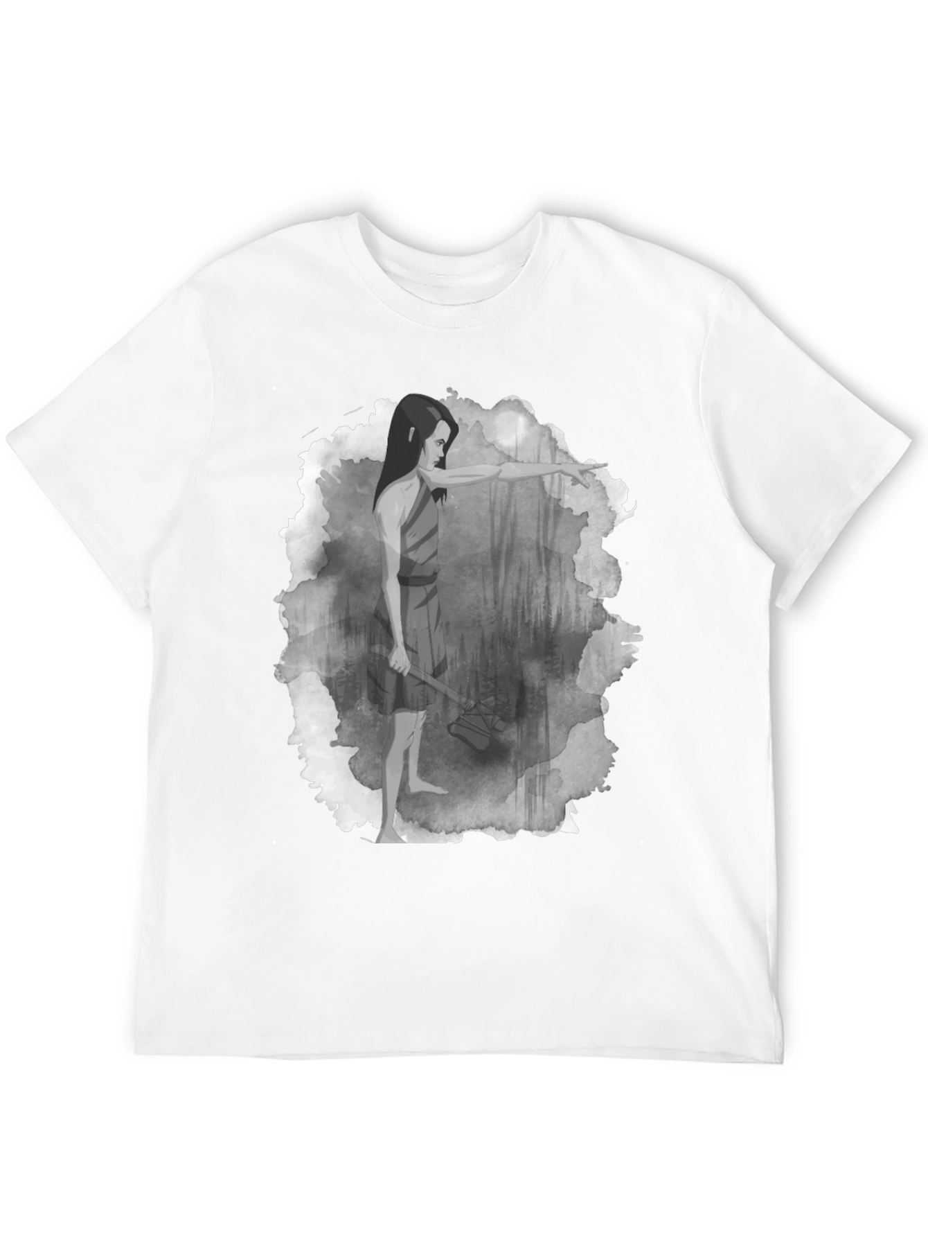 Warrior Woman T-Shirt: Forest Scene Design