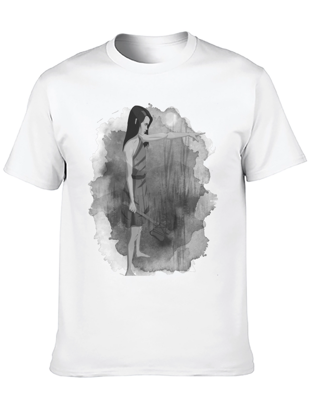Warrior Woman T-Shirt: Forest Scene Design