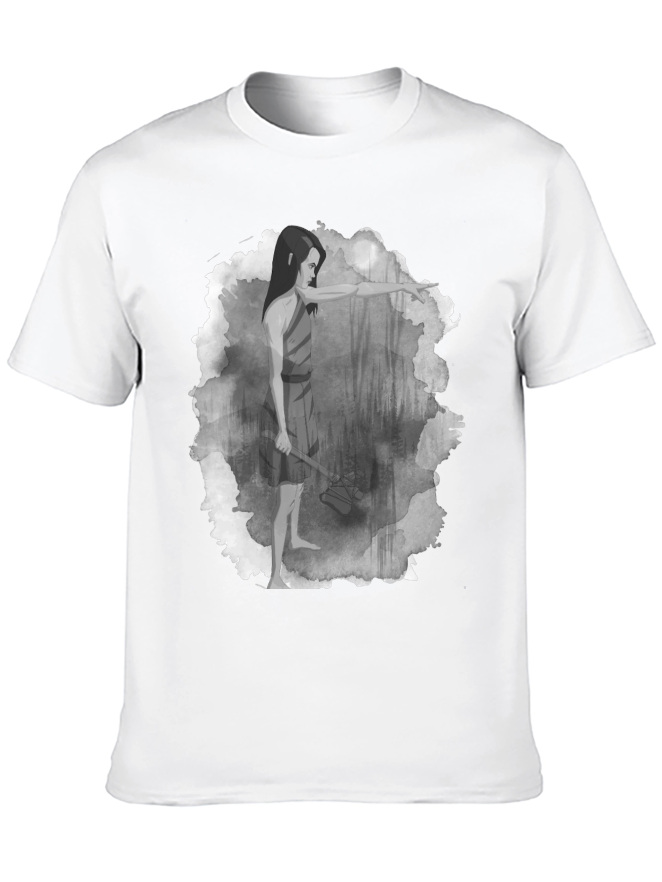 Warrior Woman T-Shirt: Forest Scene Design