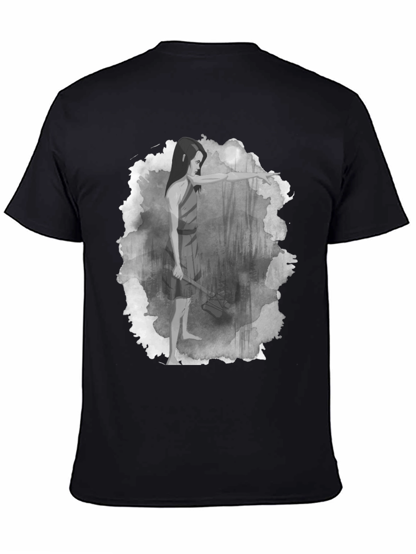Warrior Woman T-Shirt: Forest Scene Design