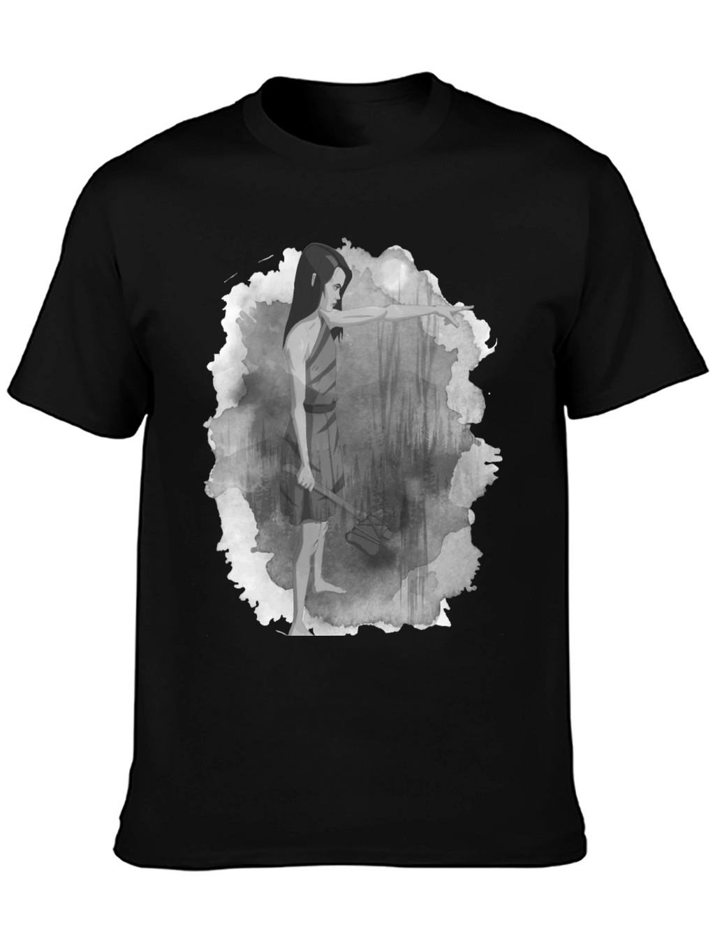 Warrior Woman T-Shirt: Forest Scene Design