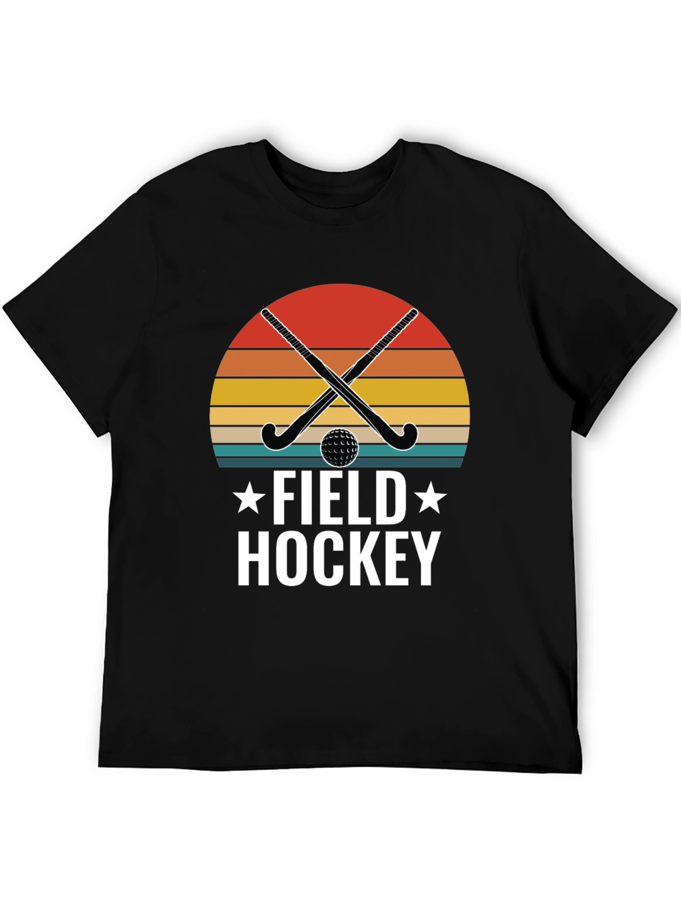 Field Hockey Graphic T-Shirt - Retro Sunset Design