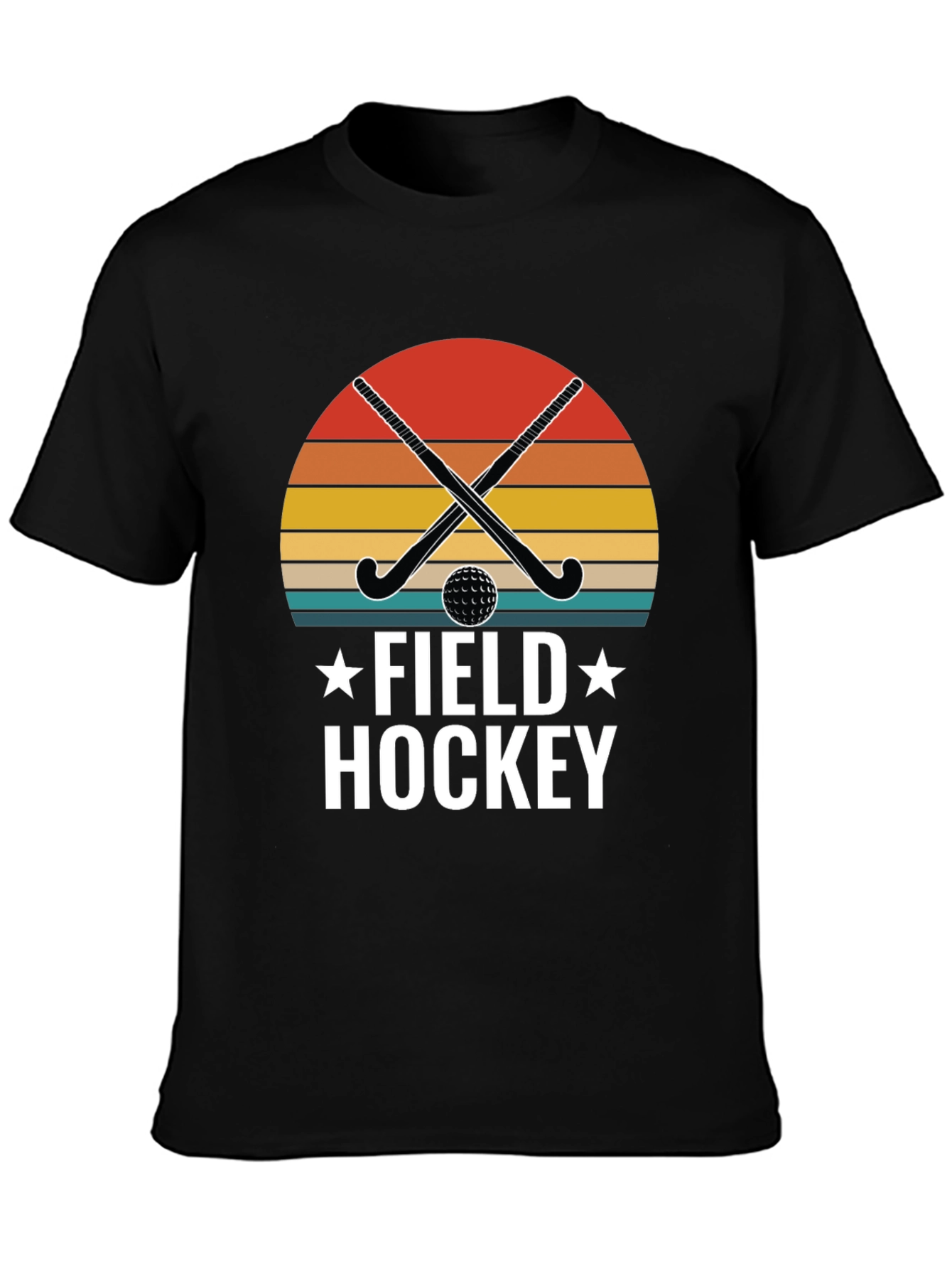 Field Hockey Graphic T-Shirt - Retro Sunset Design